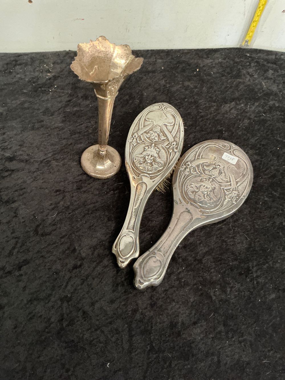 Lot 220: A Trio of Art Nouveau Style Silver Dressing Table and Decorative Items