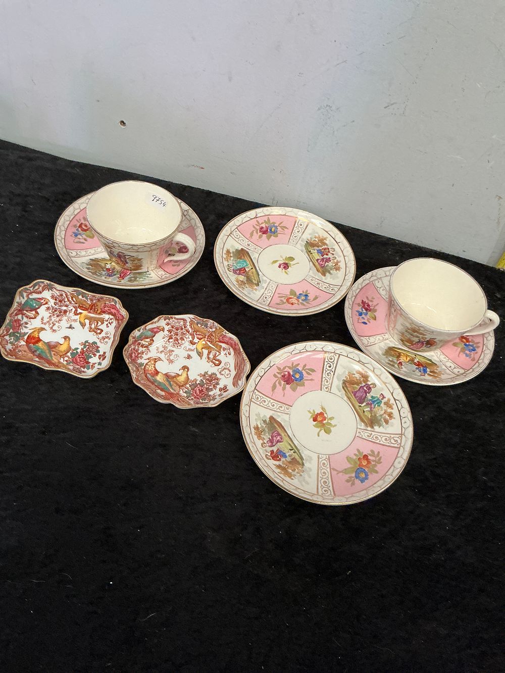 Lot 340: A Collection of Italian Dresden Style and Royal Crown Derby Porcelain Tea Wares and Pin Dishes