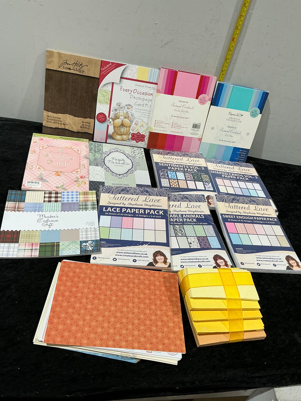 Lot 302: A Collection of Paper Crafting and Card Making Supplies including Tattered Lace and Papermania Paper Pads