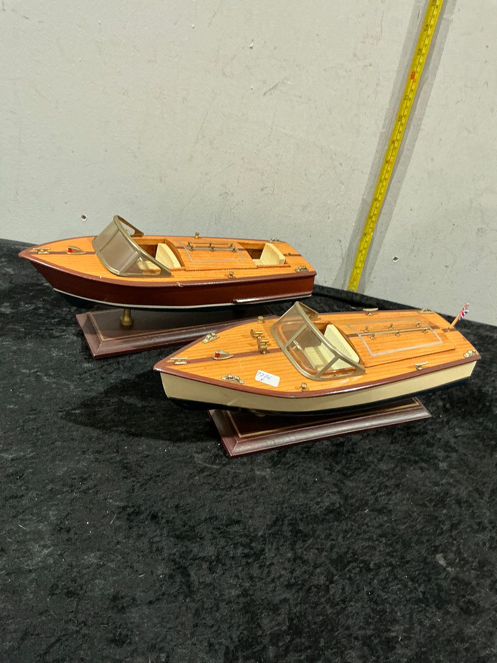 Lot 441: A Pair of Vintage Style Wooden Runabout Speedboat Display Models