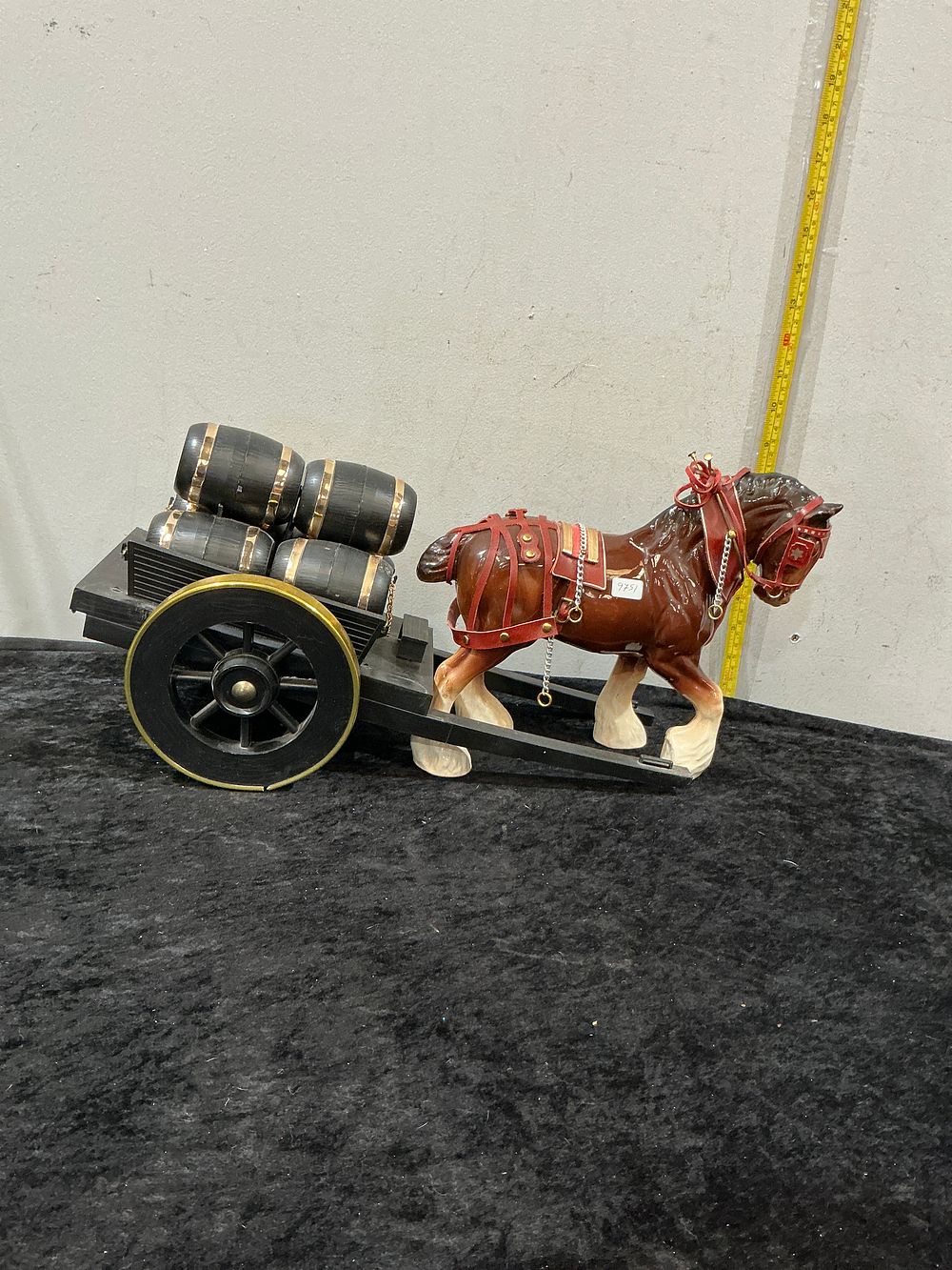 Lot 477: A Ceramic Model of a Shire Horse and Barrel Dray