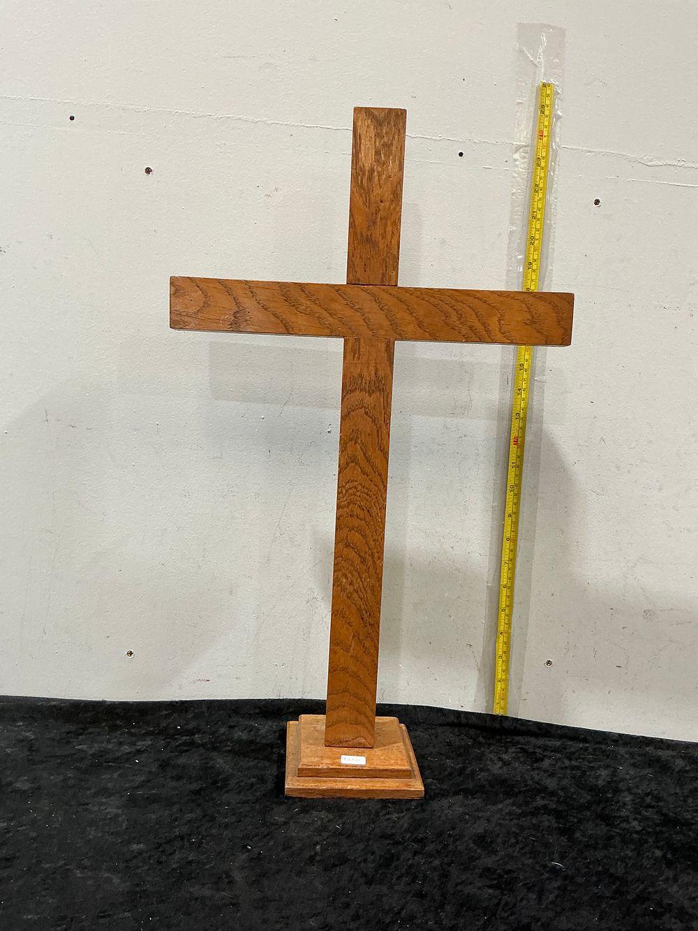 Lot 480: A Standing Oak Latin Cross on a Tiered Wooden Base