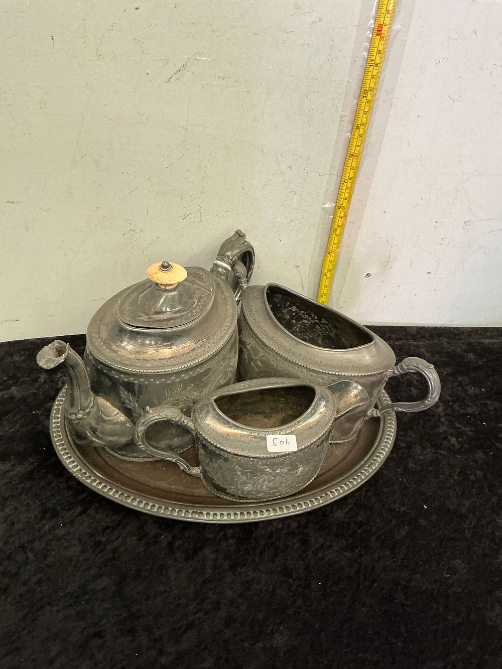 Lot 272: A group of silver plated ware tea service and tray