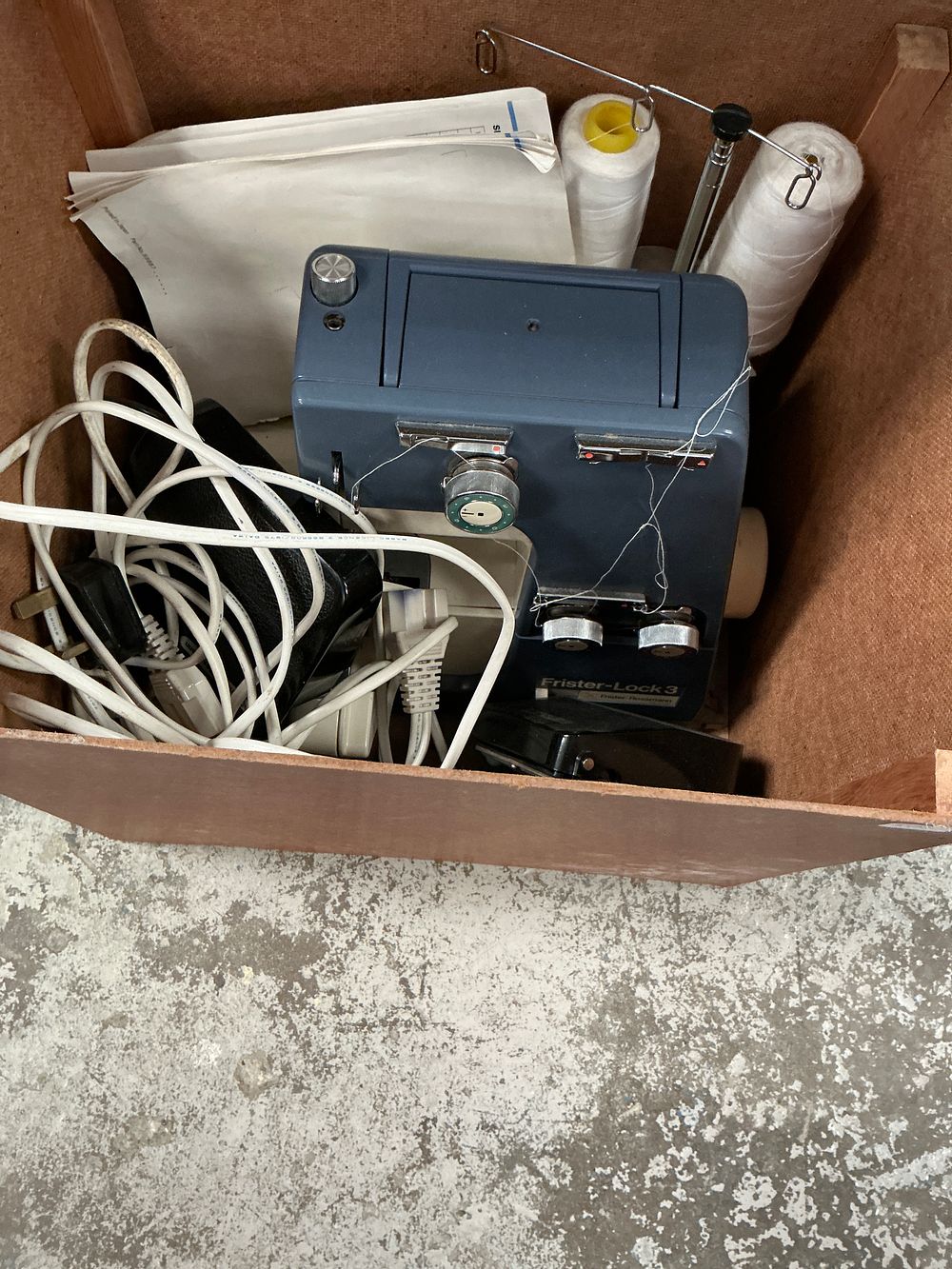 Lot 311: A Frister+Rossmann Frister-Lock 3 overlocker sewing machine and accessories