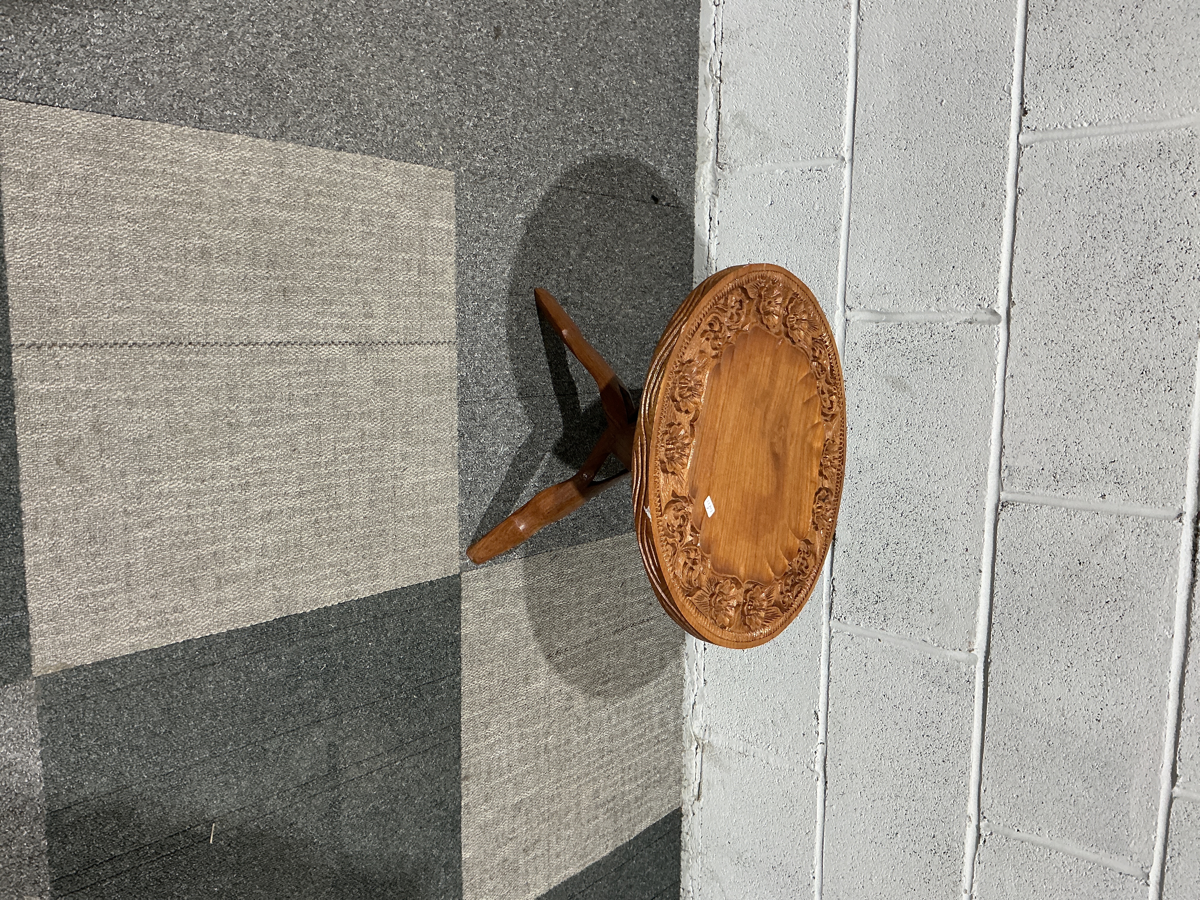 An Anglo-Indian Carved Hardwood Tripod Side Table