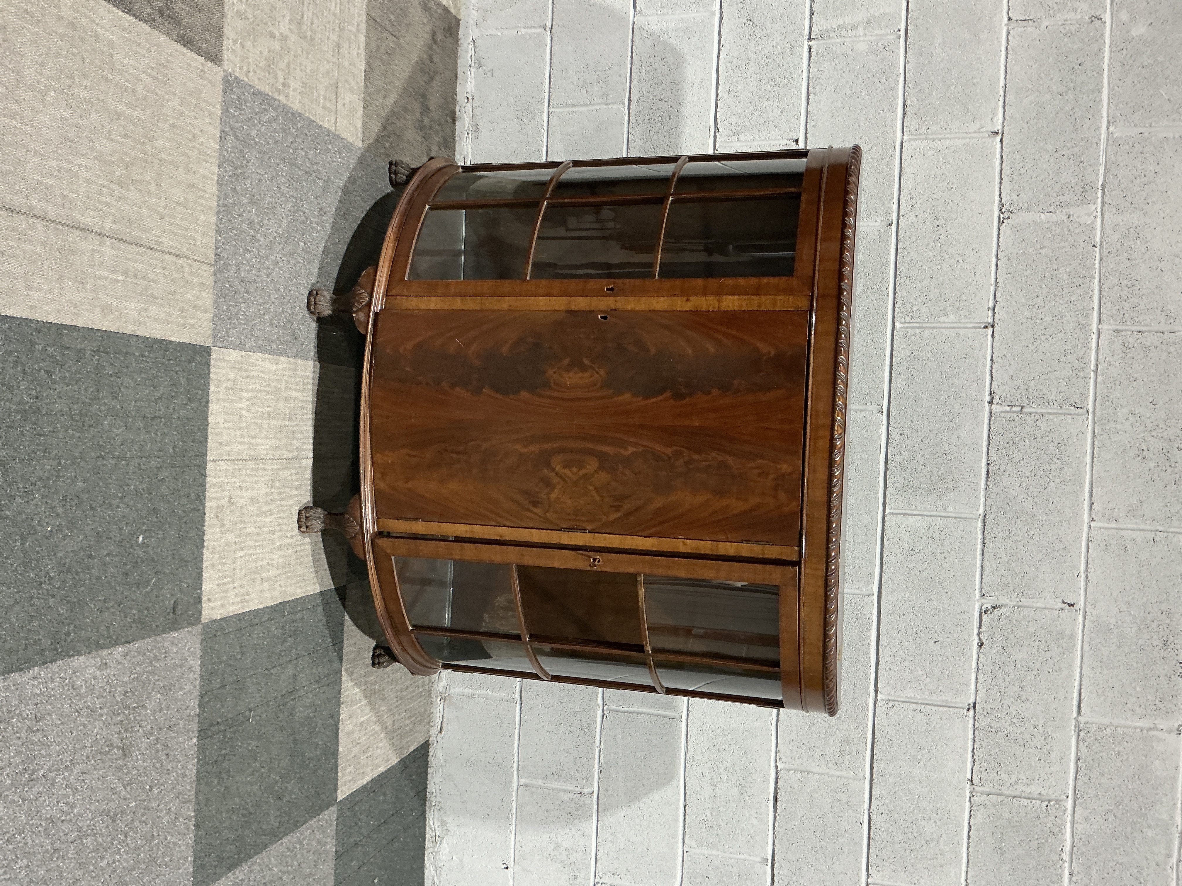 Mid-20th Century Mahogany Bow-Front Display Cabinet