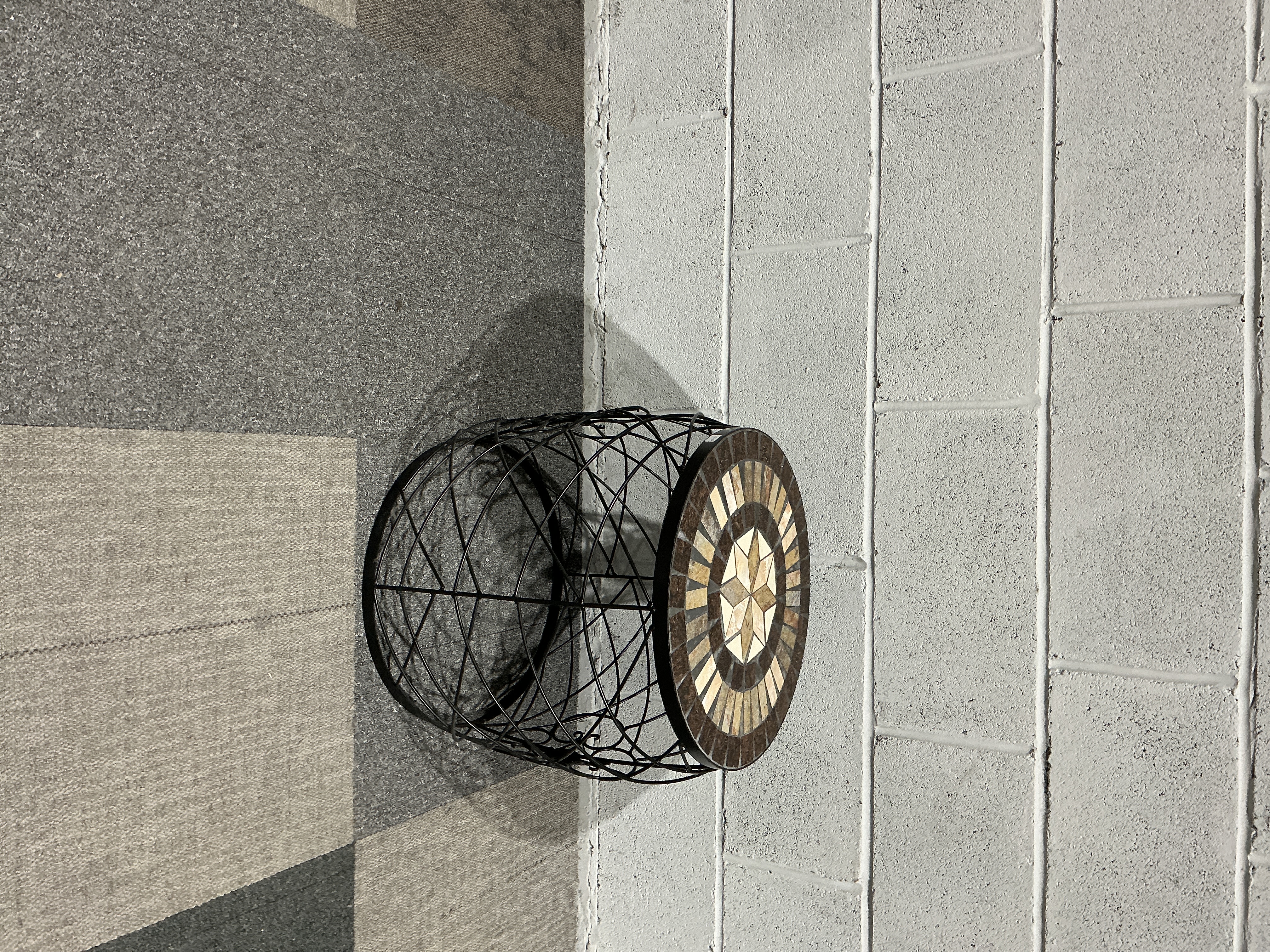 Contemporary Mosaic Top Side Table with Wirework Base