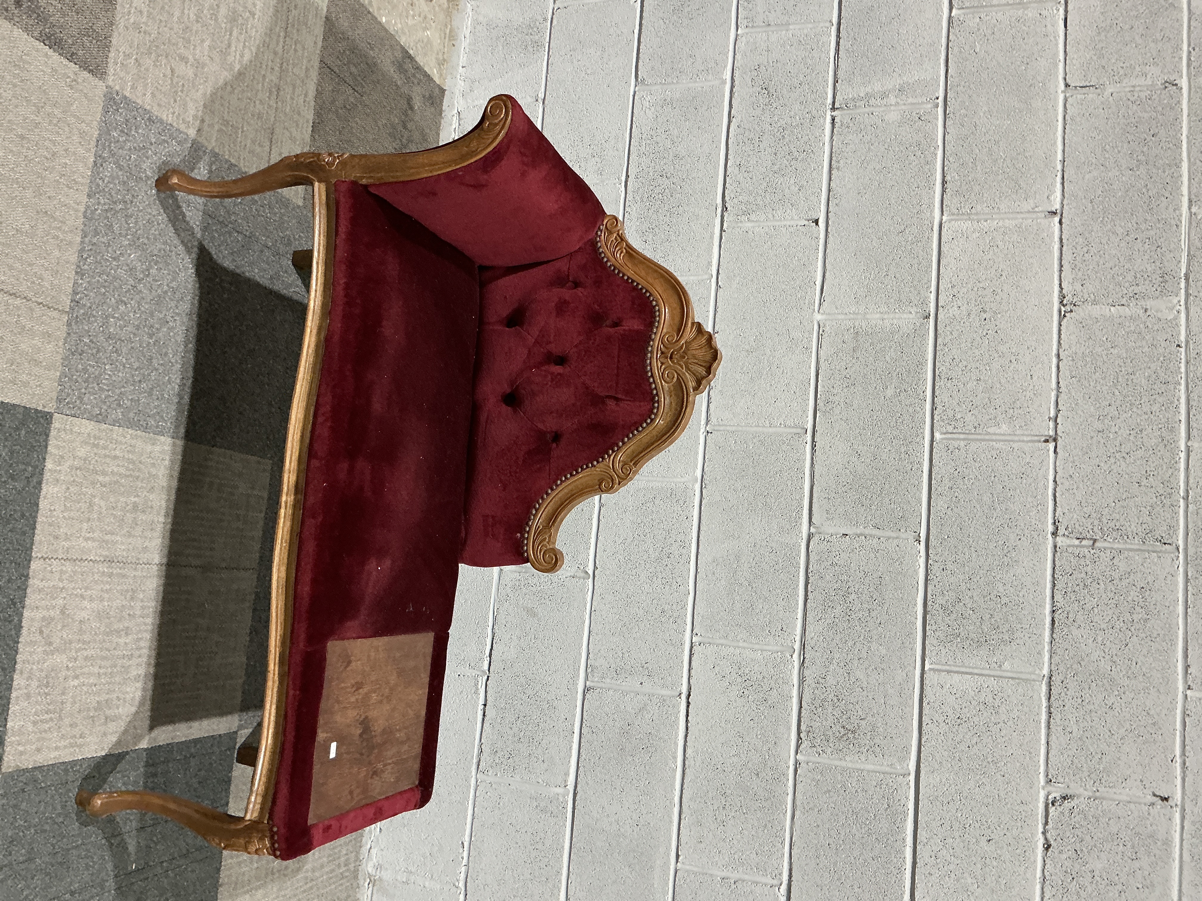 Mid-20th Century French Louis XVI Style Red Velvet Gossip Bench