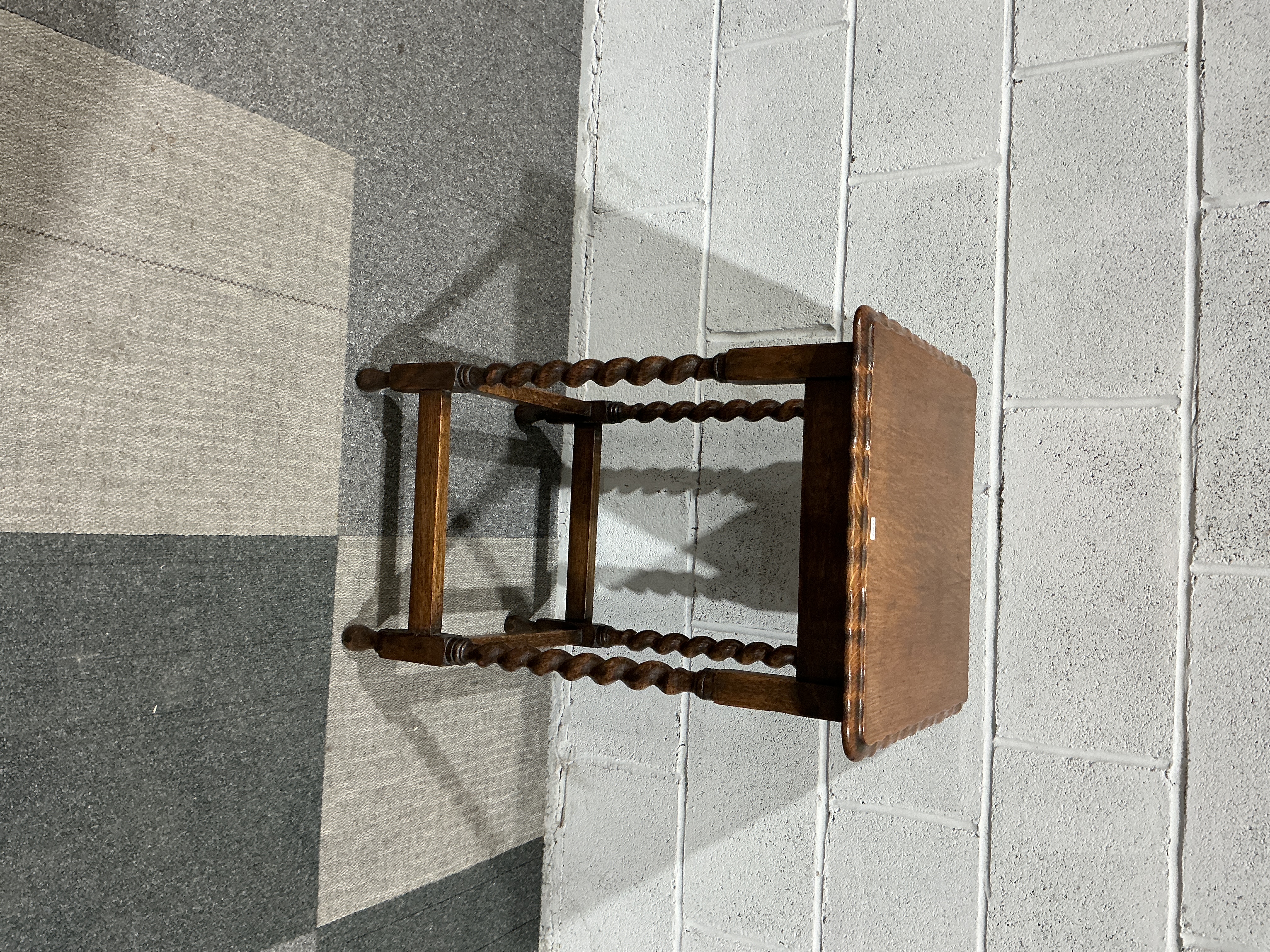 An Early 20th Century Oak Scalloped Edge Barley Twist Side Table