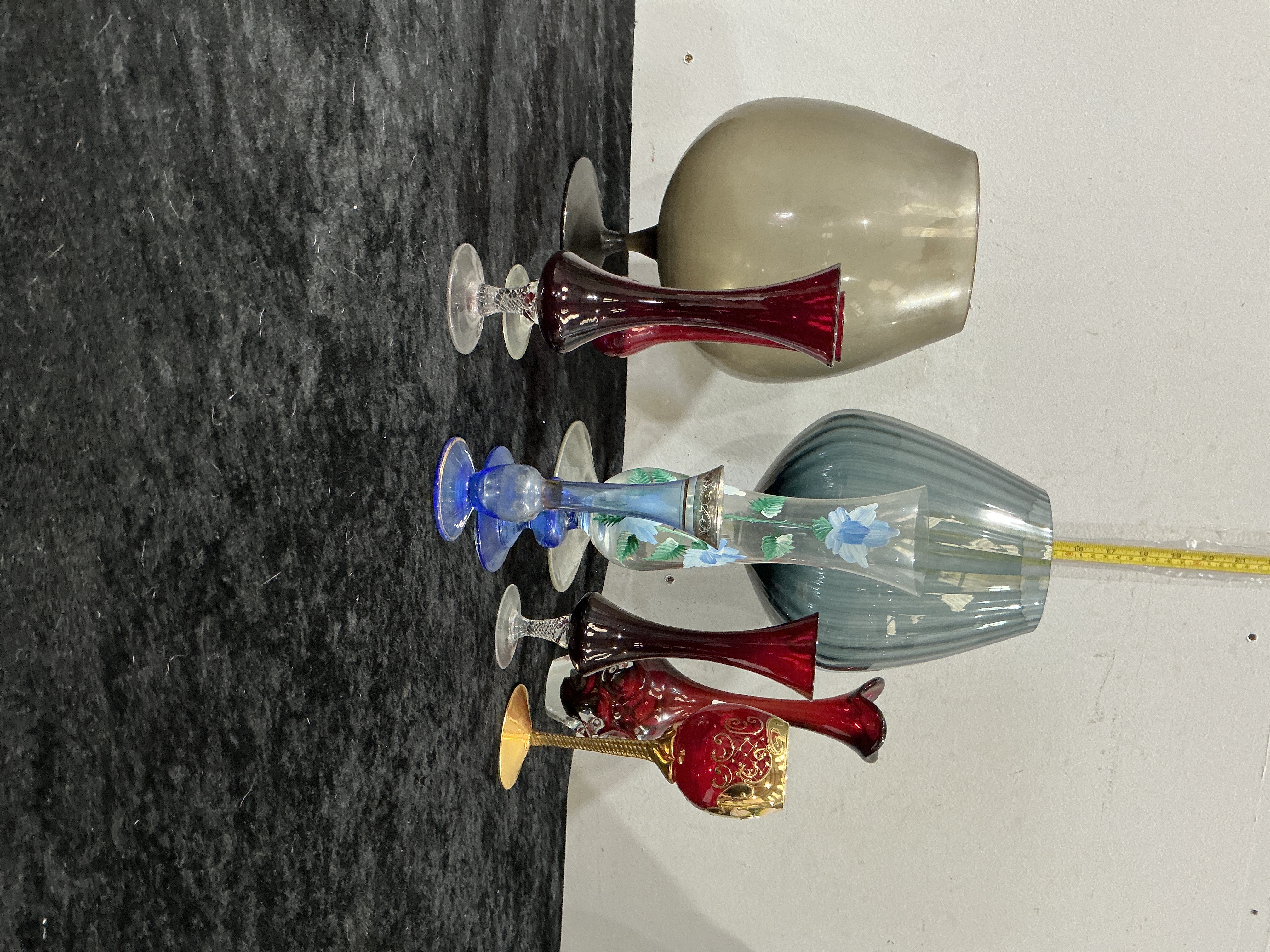 A Collection of Seven Decorative Art Glass Vases and Vessels