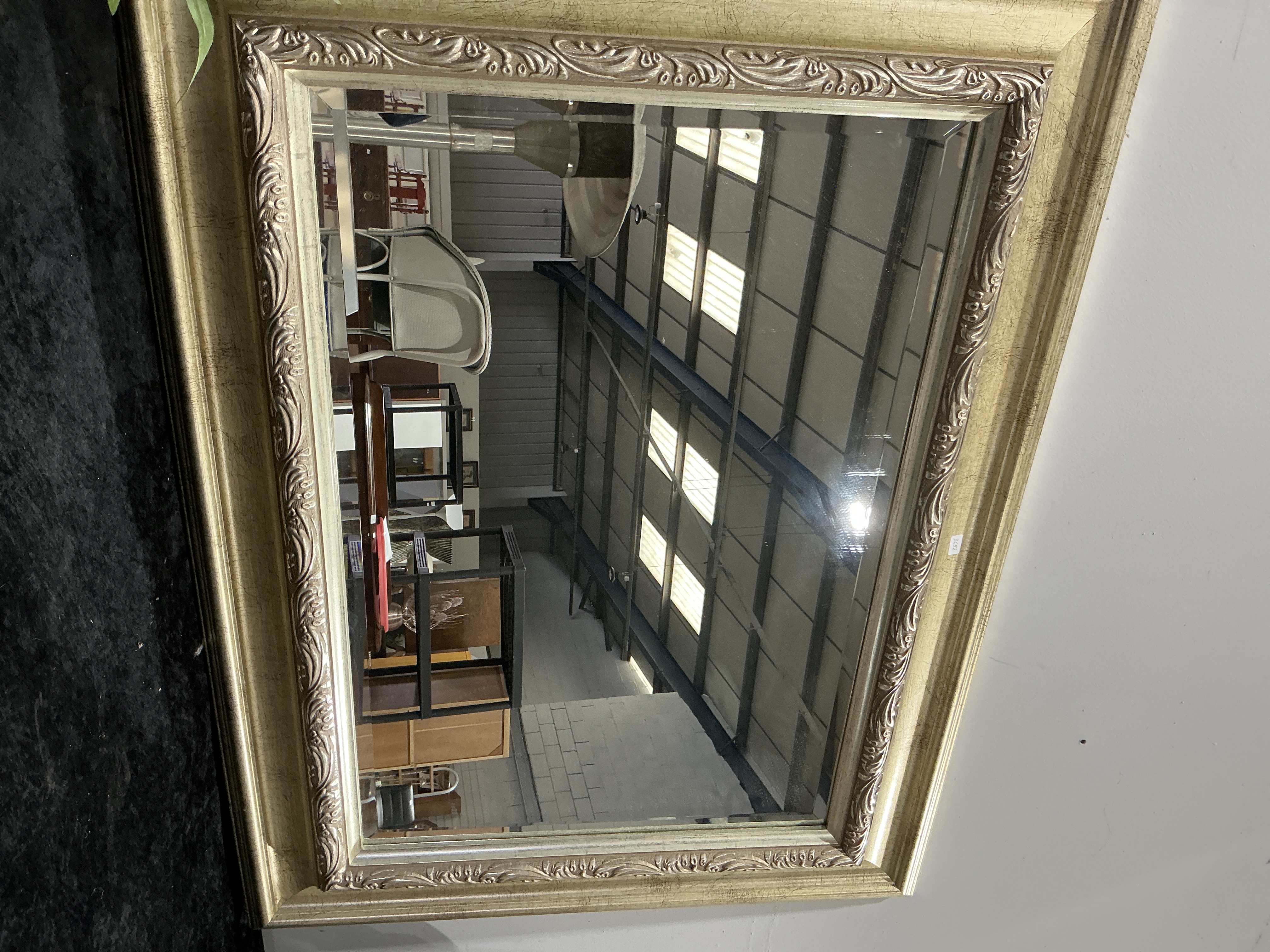 Large Decorative Wall Mirror with Ornate Antiqued Gilt Frame