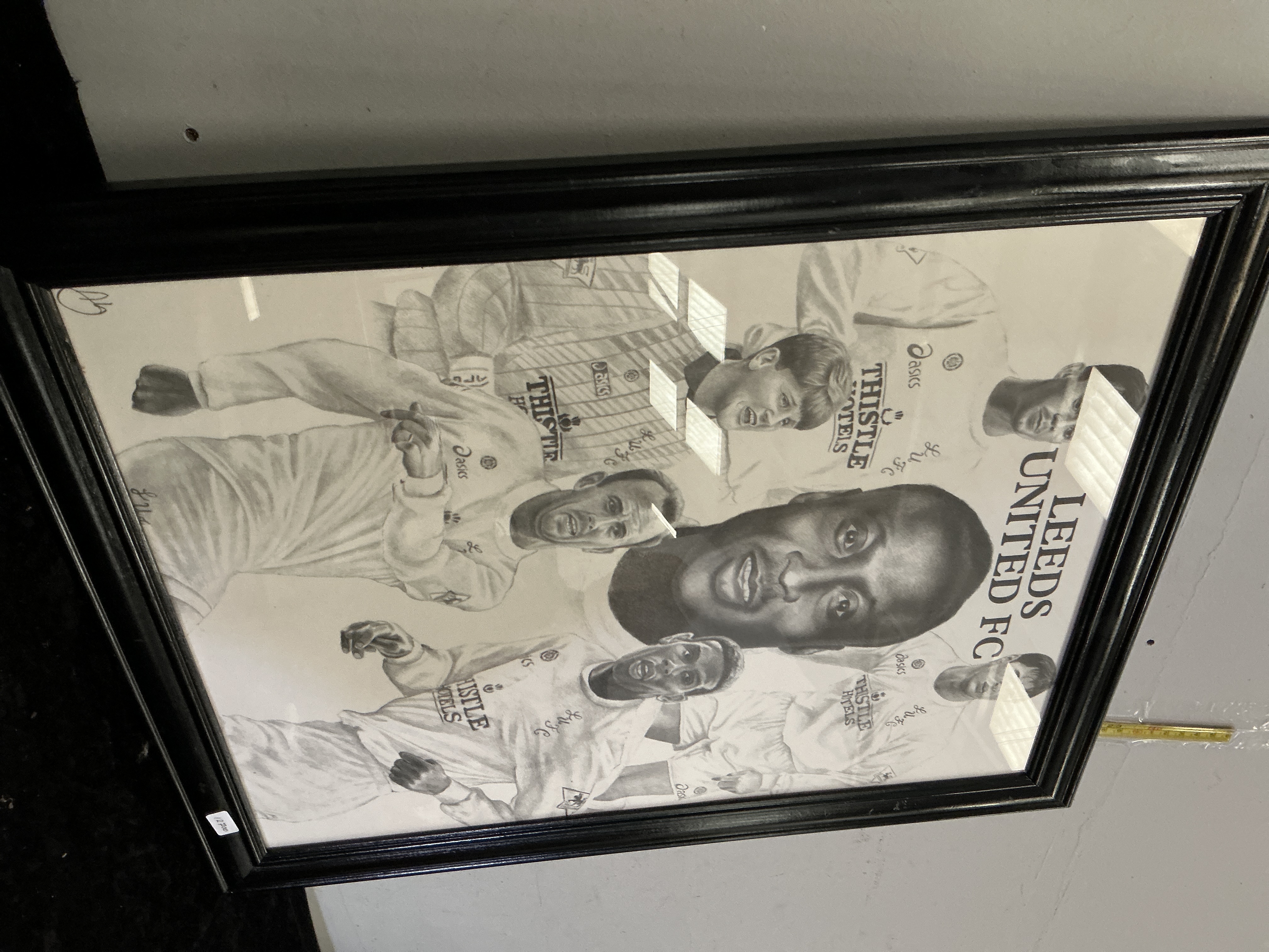 Leeds United FC Multi-Signed Monochrome Montage Print by Jonathan Wood
