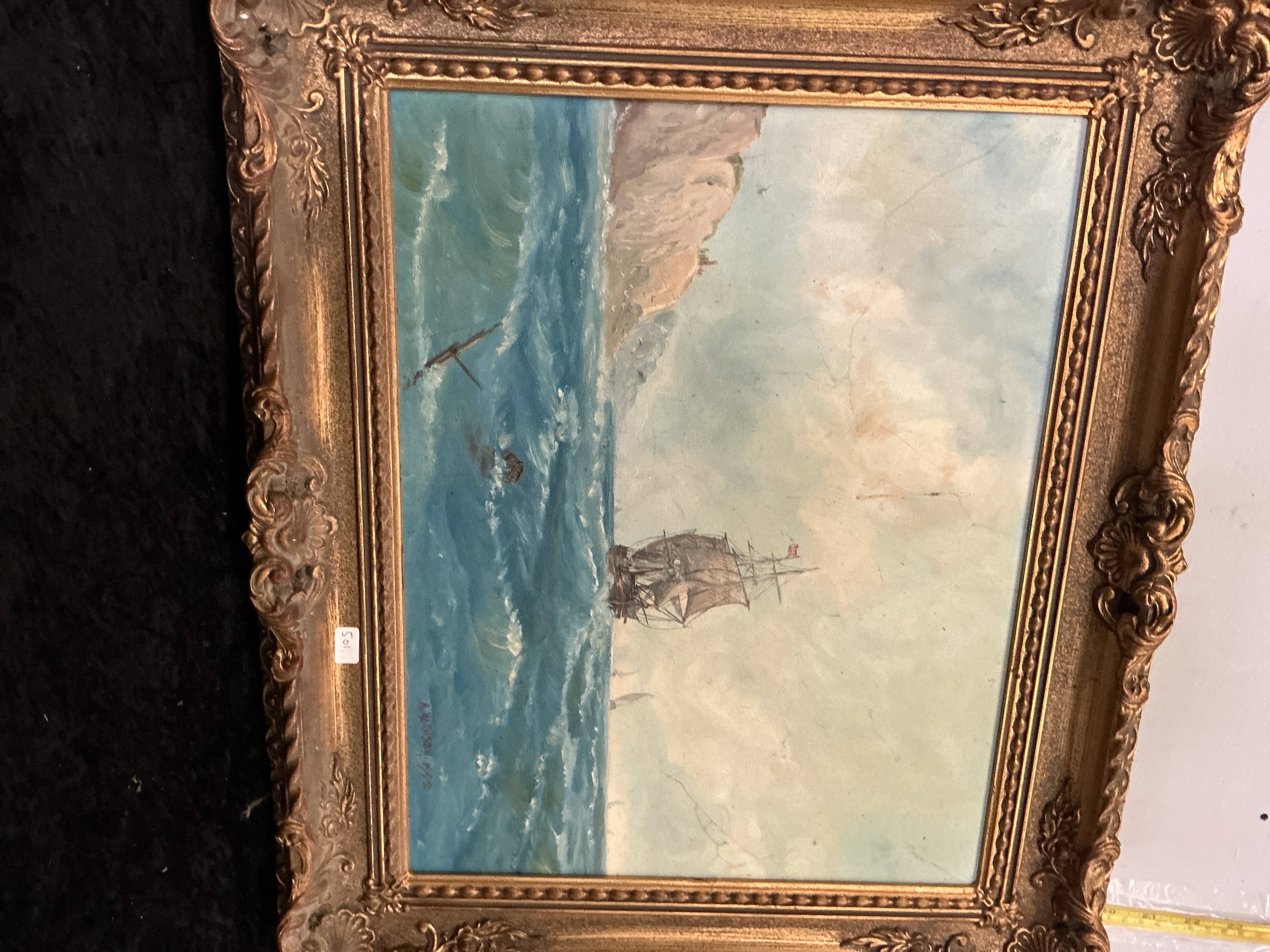 A Hernsby 1992 Acrylic on Board Maritime Seascape with Sailing Ship