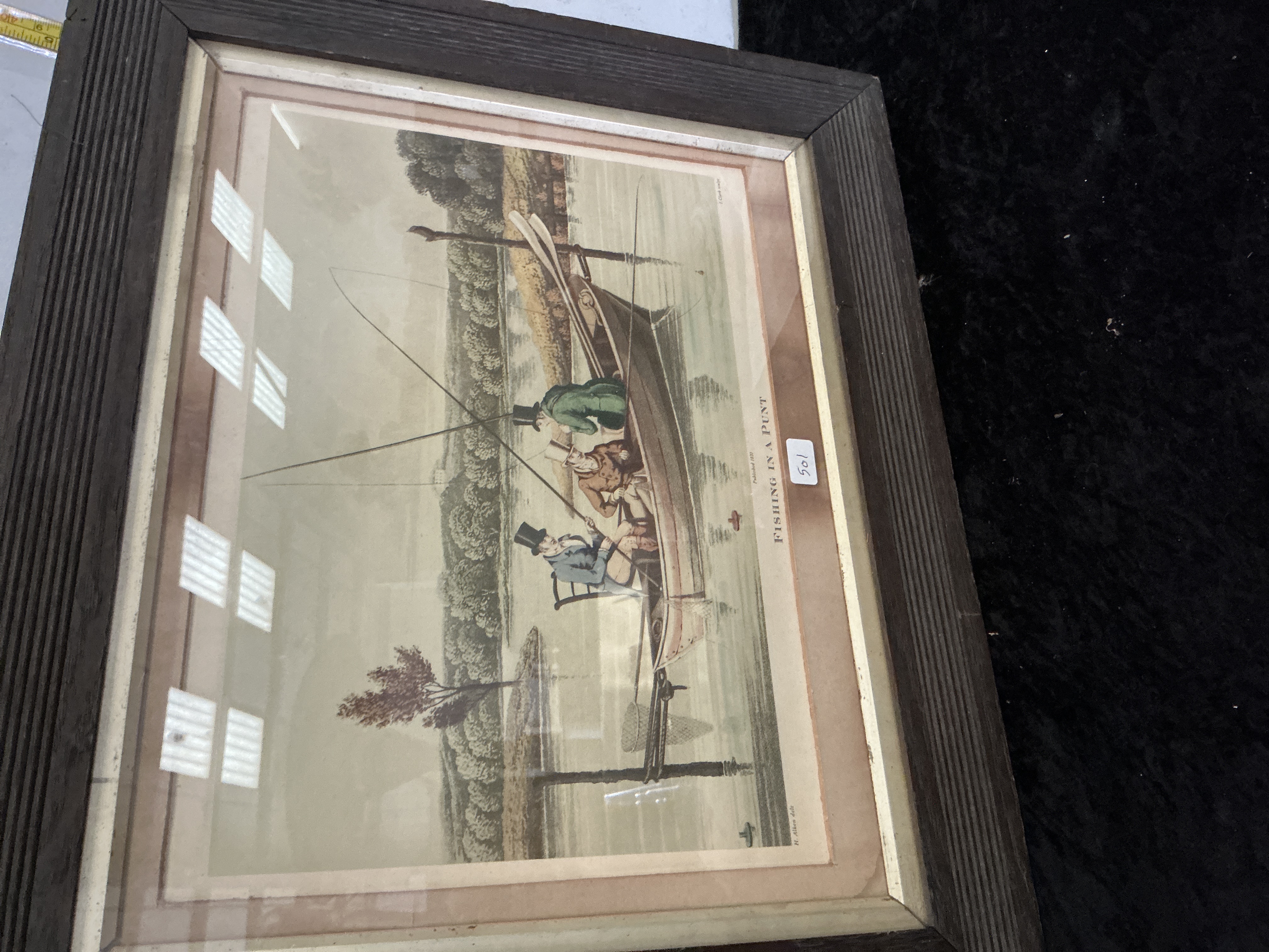 Henry Alken, Fishing in a Punt, Hand-Coloured Aquatint, 1820