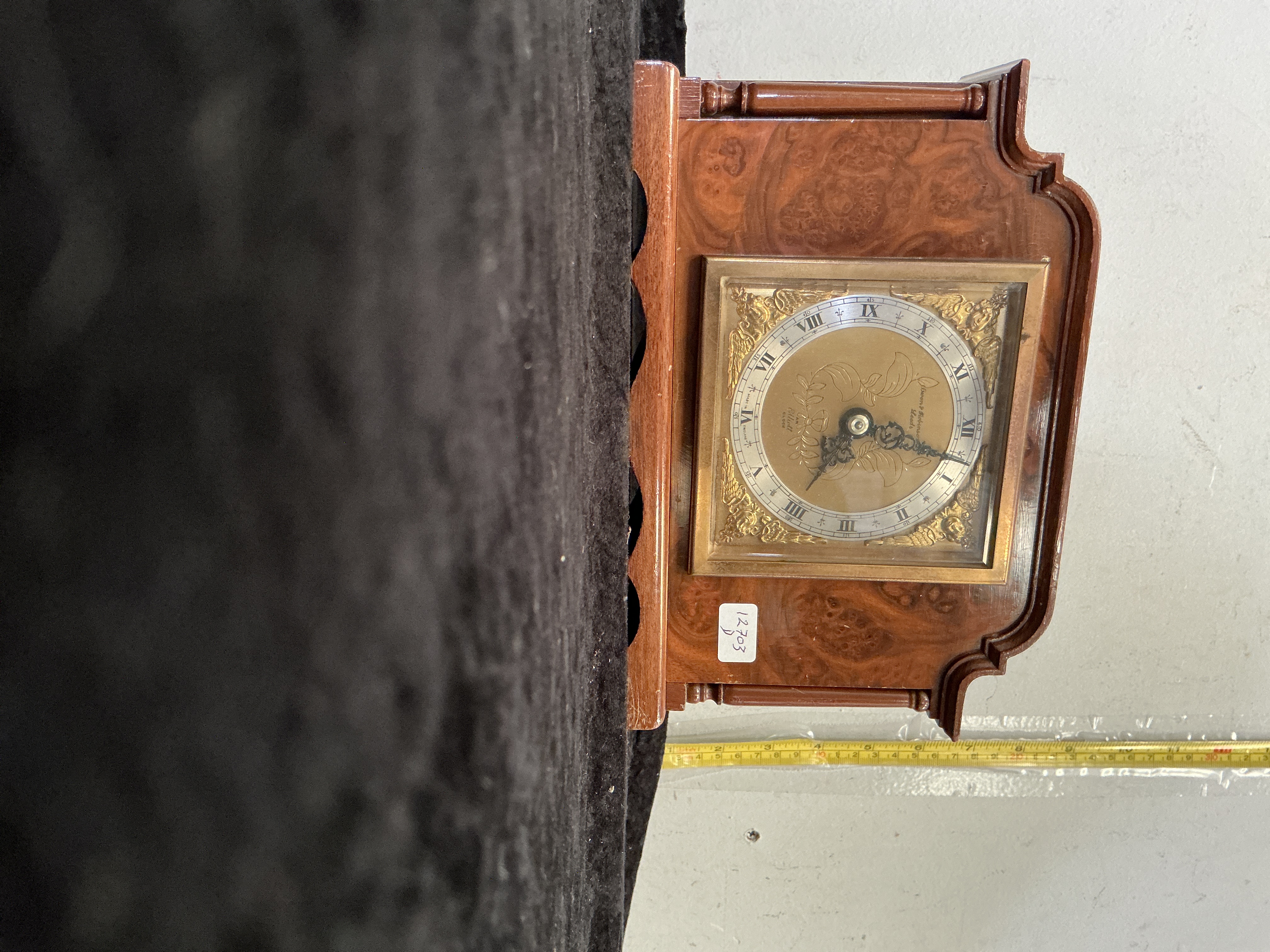 Elliott of London for Garrard & Co. Ltd. 8-Day Burr Walnut Veneered Mantel Clock