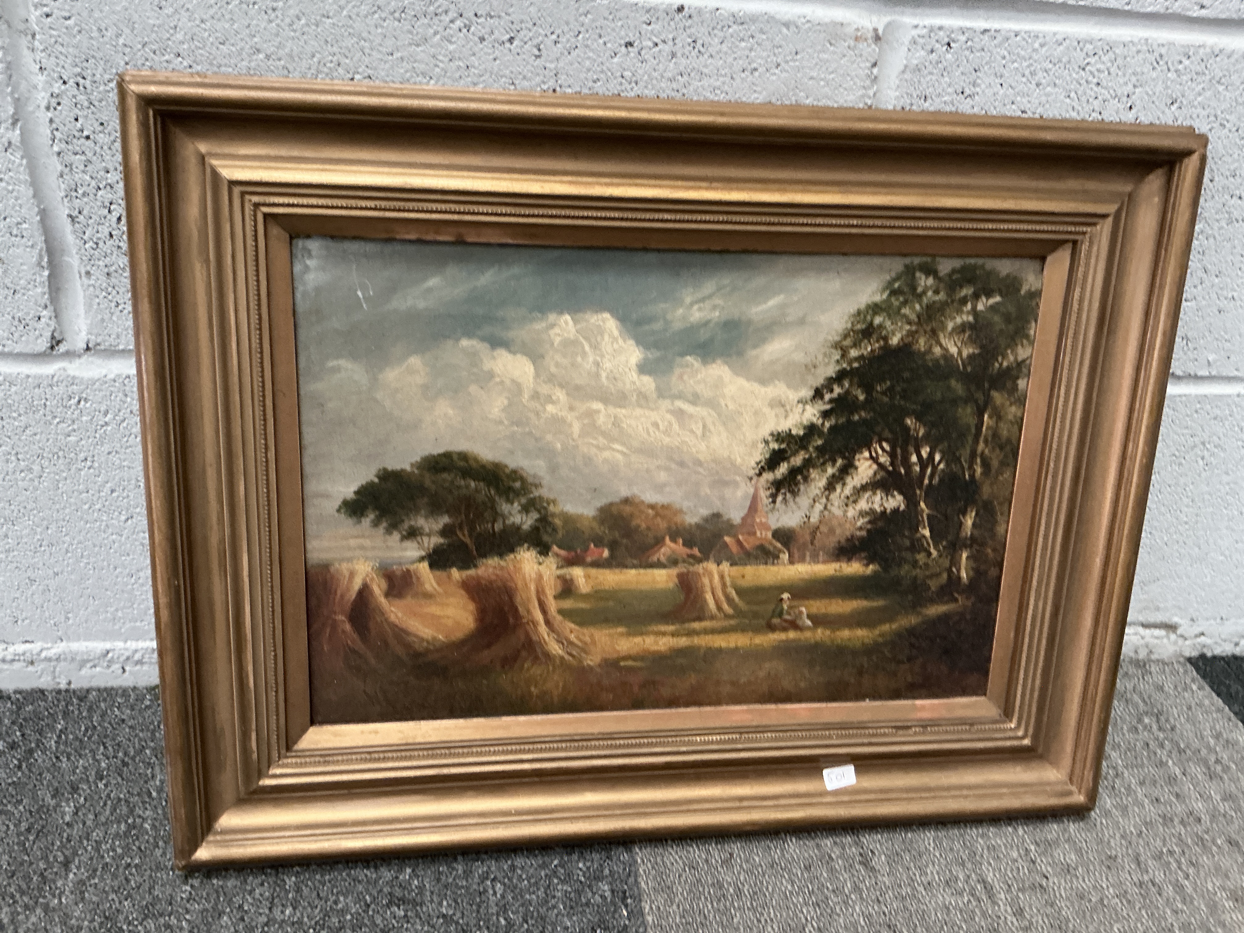 British School, 19th Century, Harvest Scene, Oil on Canvas
