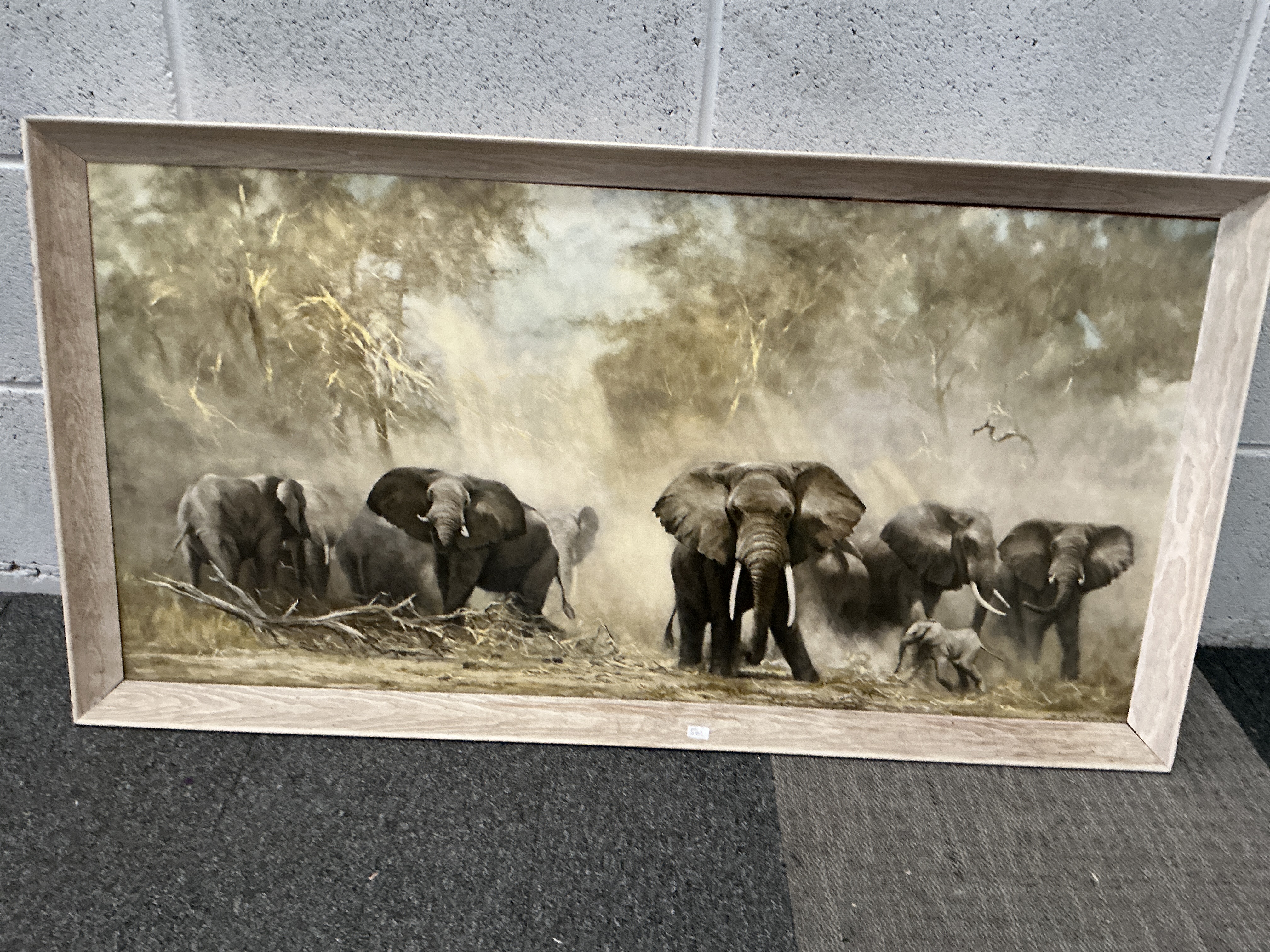 David Shepherd, Elephants at Amboseli, Large Framed Print on Canvas