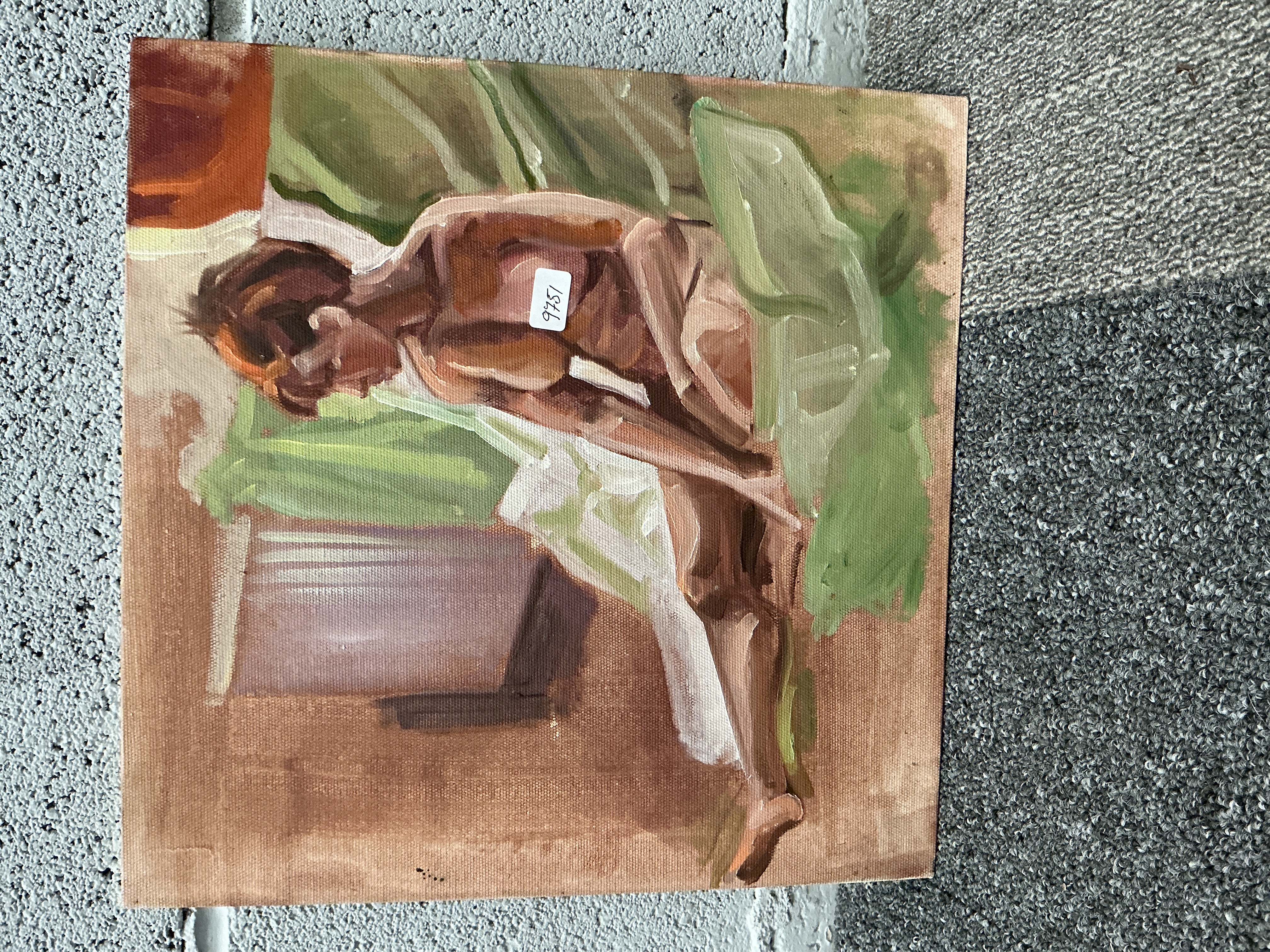 20th Century School, Seated Nude Female Figure Study, Oil on Canvas