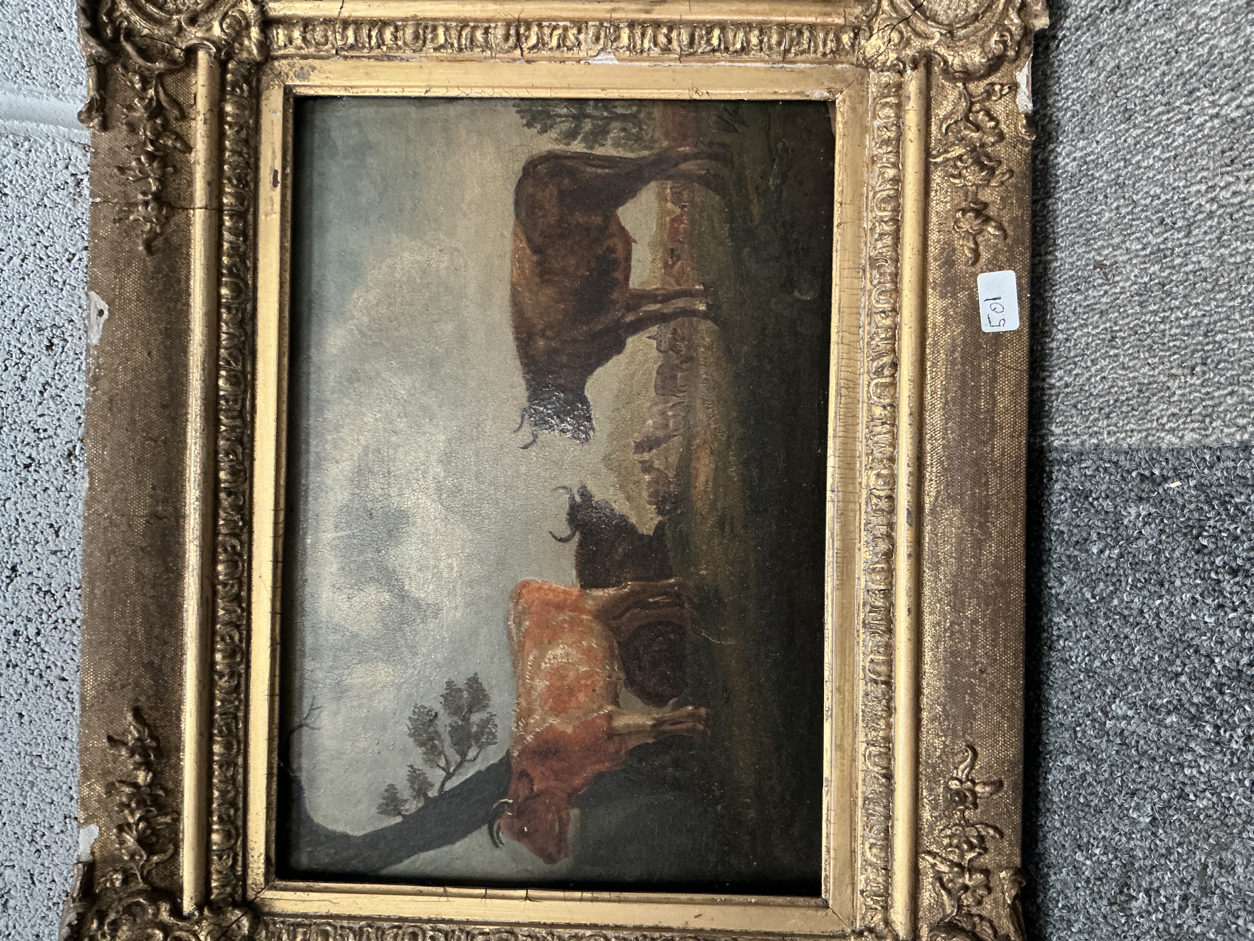 19th Century School, Pastoral Landscape with Cattle, Oil on Panel
