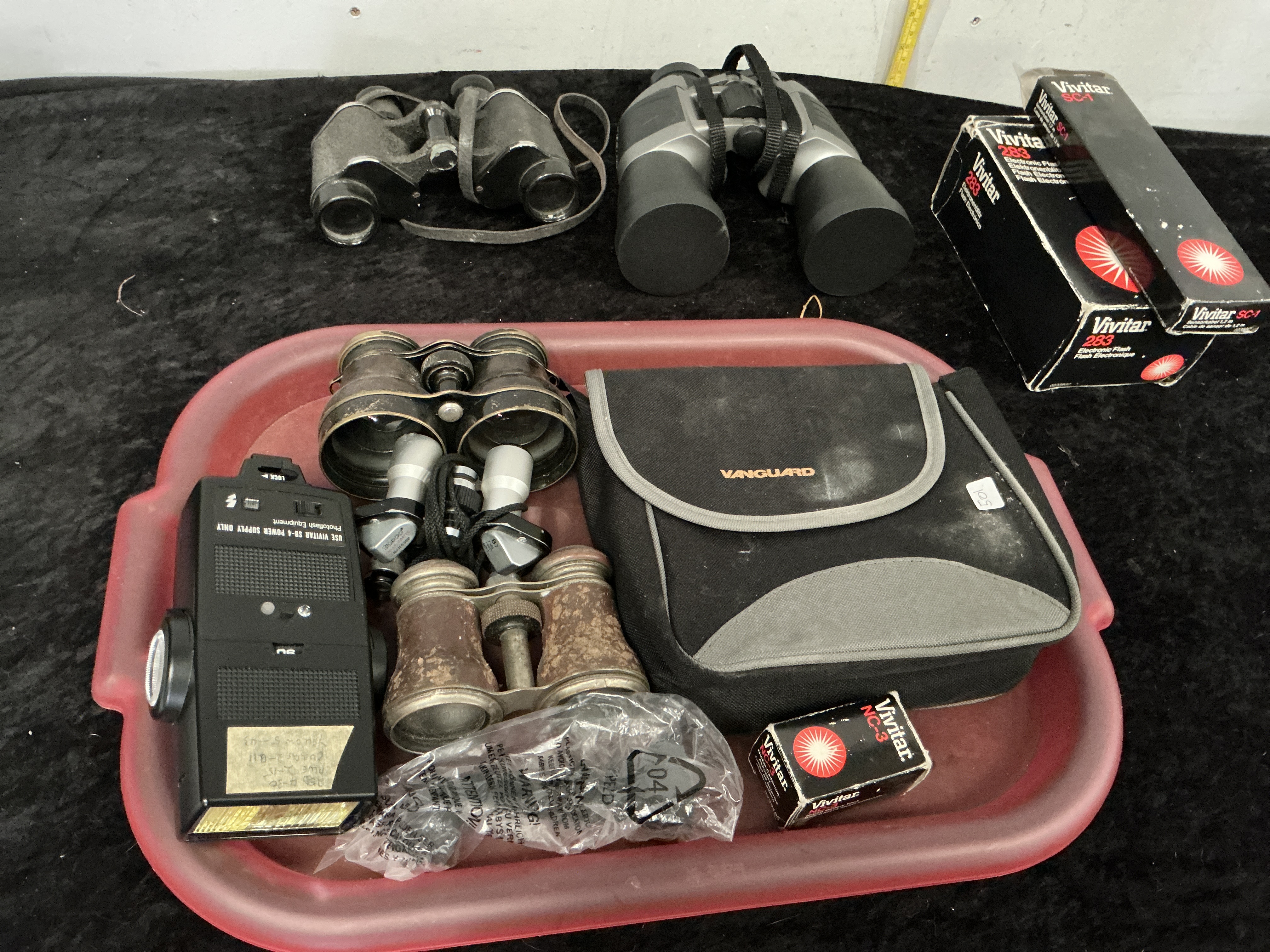 A Collection of Vivitar Photographic Equipment and Assorted Binoculars
