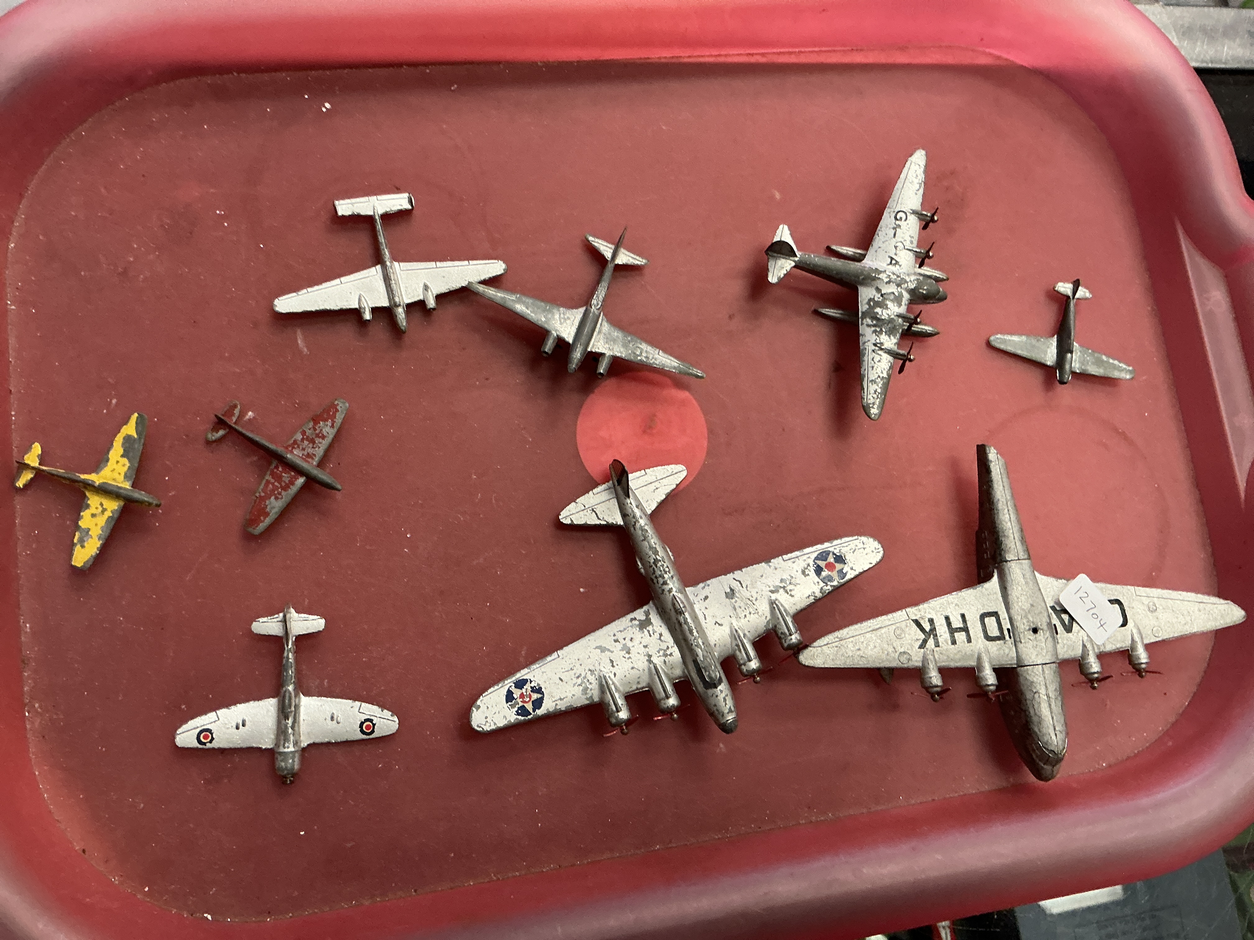 A Collection of Dinky Toys and Crescent Toys Die-cast Model Aircraft