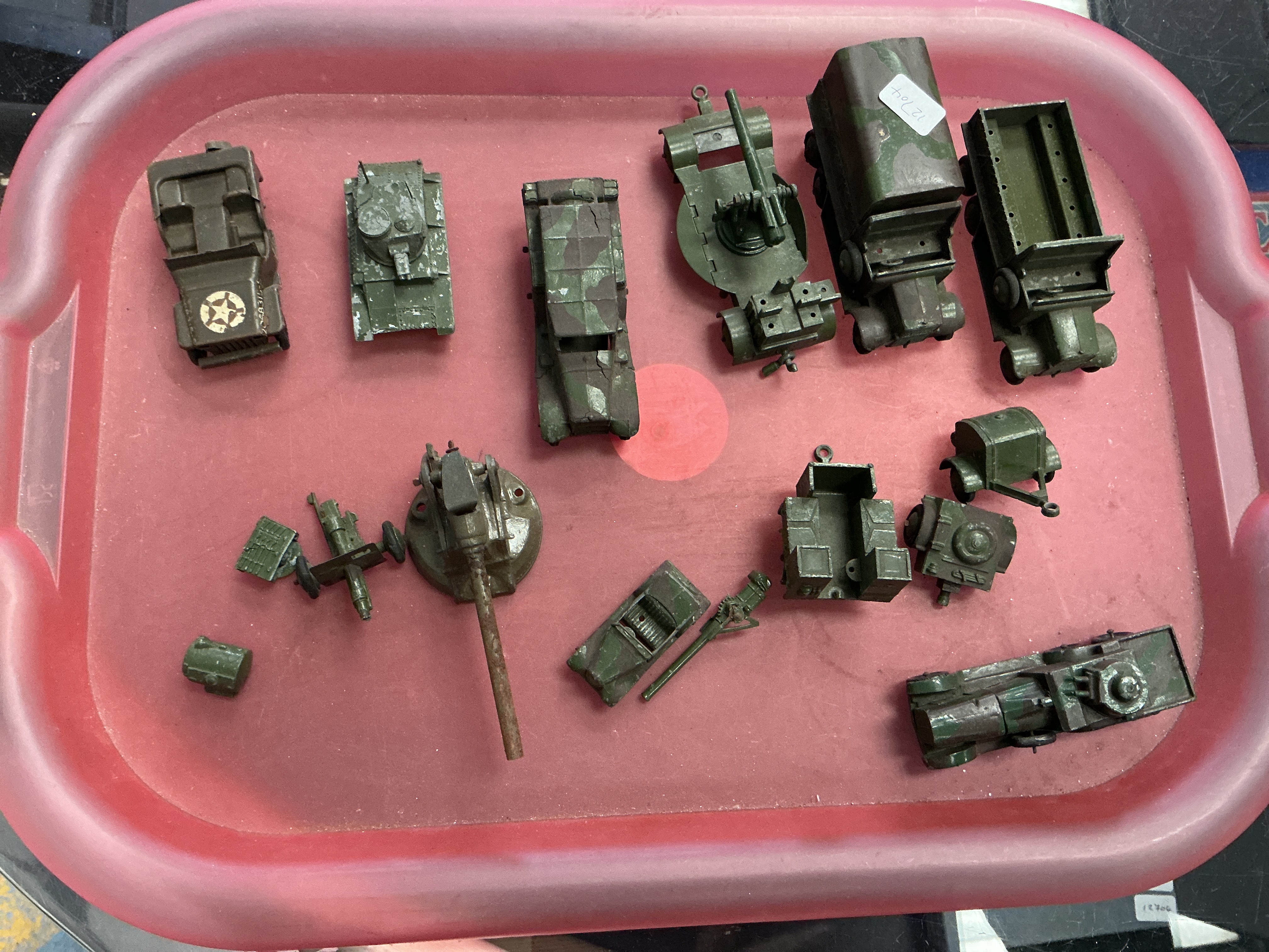 A Collection of Vintage Dinky Toys Die-cast Military Vehicles and Artillery Pieces