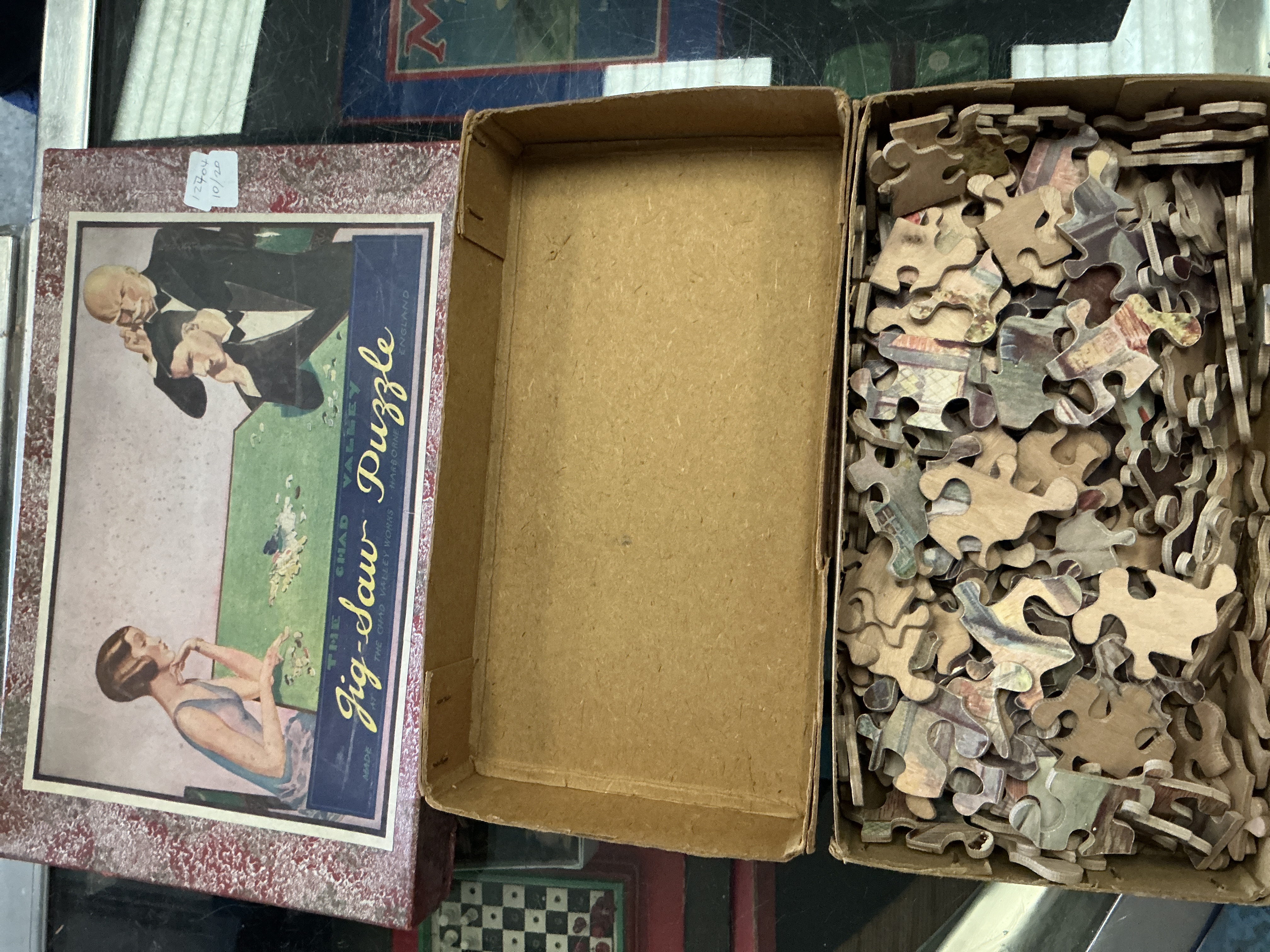 Chad Valley Hand-Cut Wooden Jigsaw Puzzle in Original Art Deco Box