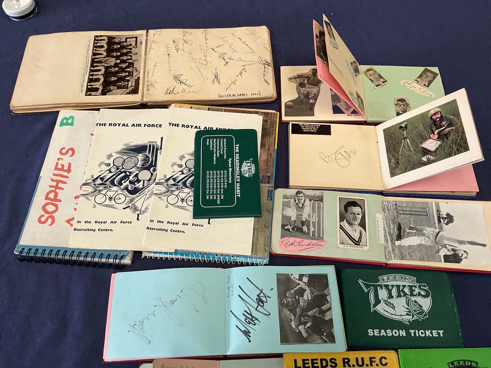 Lot 321: A Collection of Sports Memorabilia and Ephemera Including 1953 Australian Cricket Tour Signatures and Leeds Rugby Union Interest