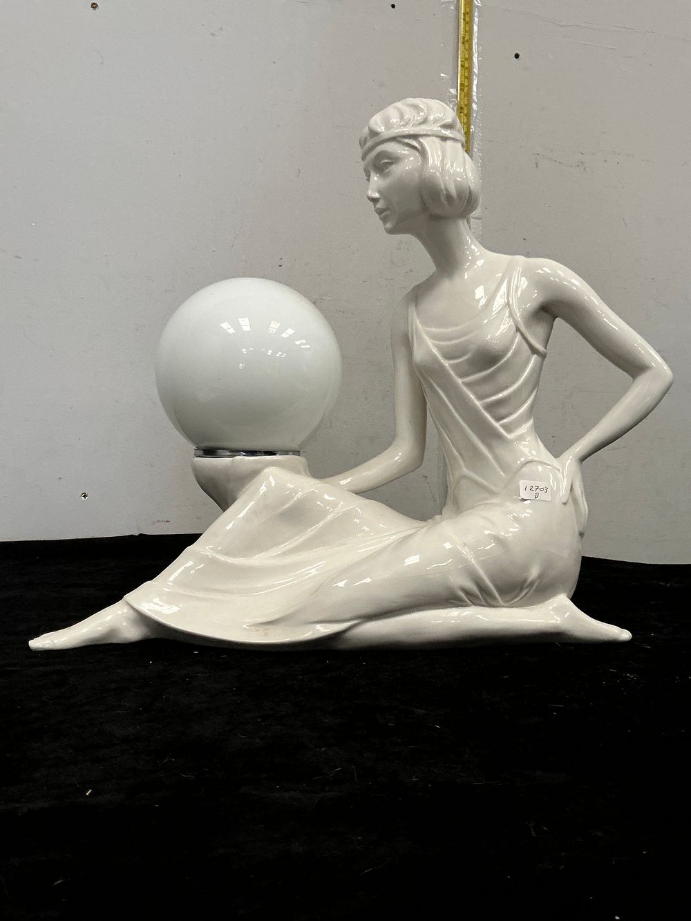 Lot 353: Large Italian Ceramic Art Deco Style Figural Table Lamp