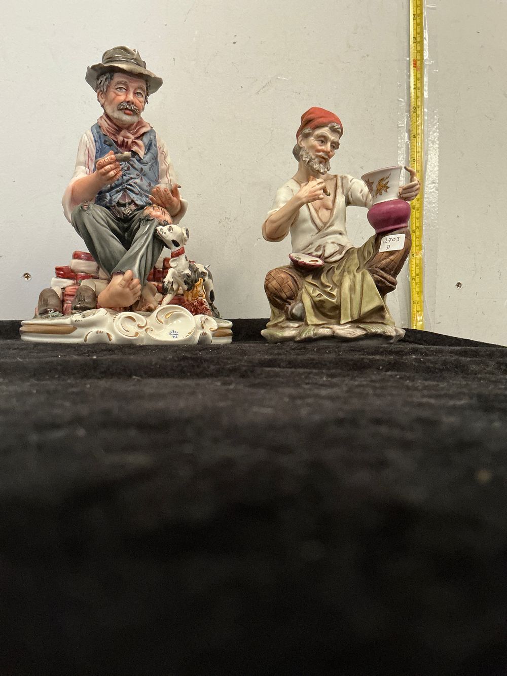 Lot 355: Two Capodimonte Polychrome Porcelain Tramp Figurines