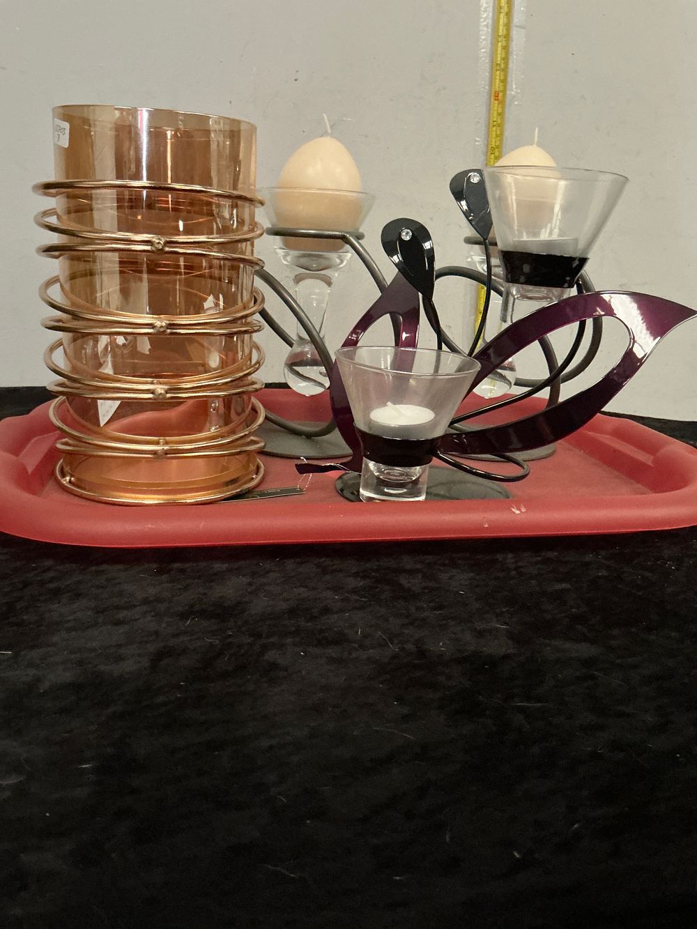 Lot 366: Two Contemporary Decorative Candle Holders including an Iron Elegance Shinto Balance Votive Holder