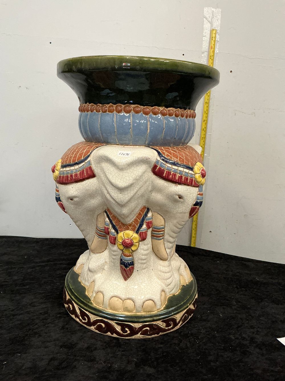 Lot 370: A Large Glazed Earthenware Elephant Garden Stool