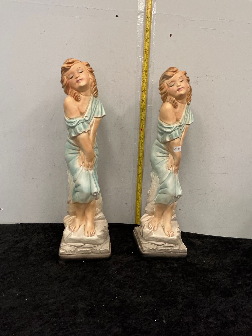Lot 388: A Pair of Mid-20th-Century Cold-Painted Chalkware Figurines of Classical Maidens
