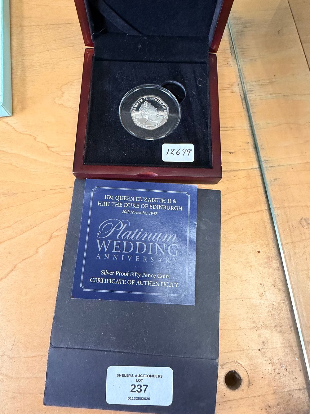 Lot 237: Isle of Man 2017 Silver Proof Platinum Wedding Anniversary Fifty Pence Coin
