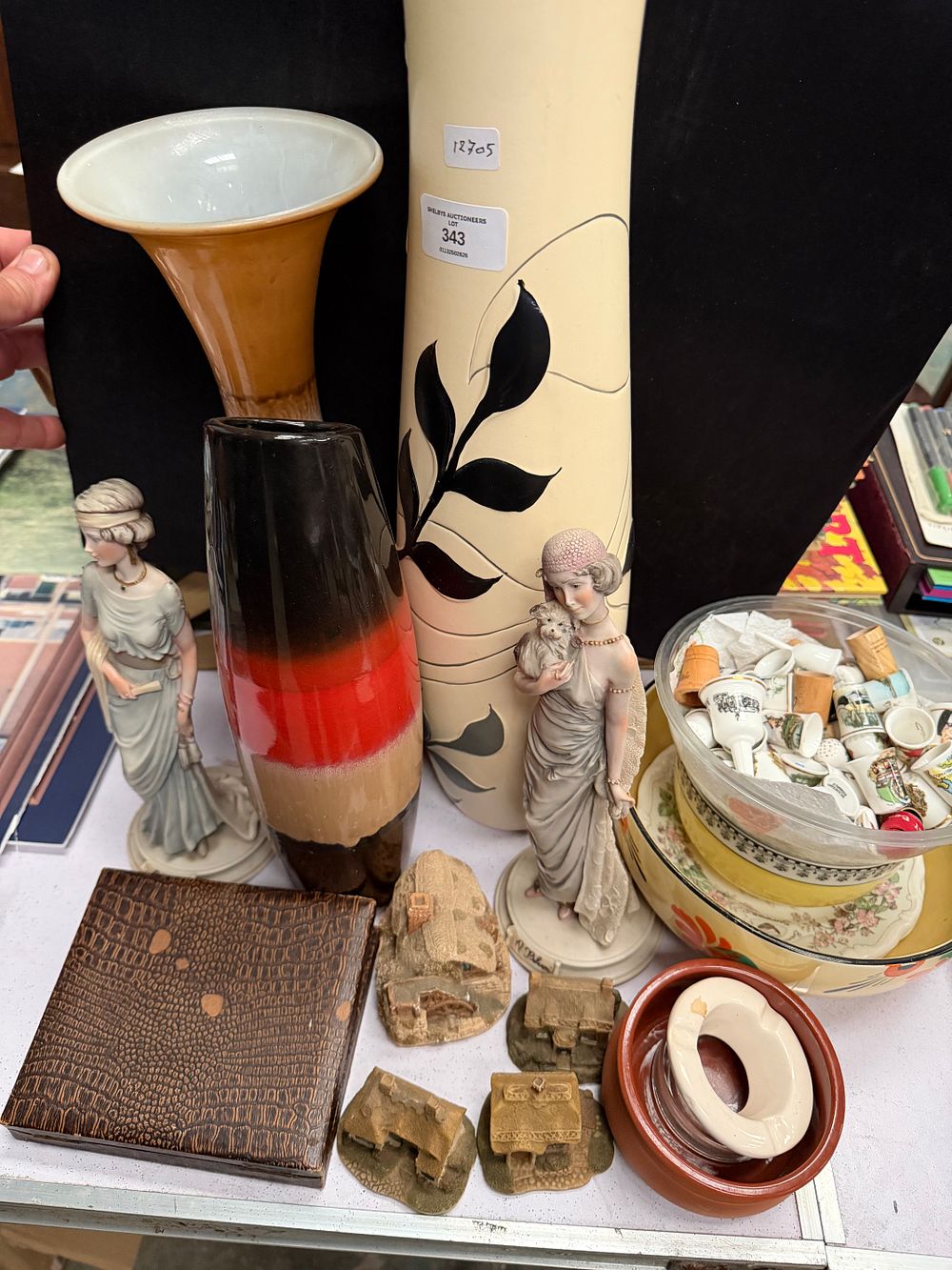 Lot 343: A Collection of Decorative Ceramics and Household Collectibles Including a Signed A. Belcari Figurine