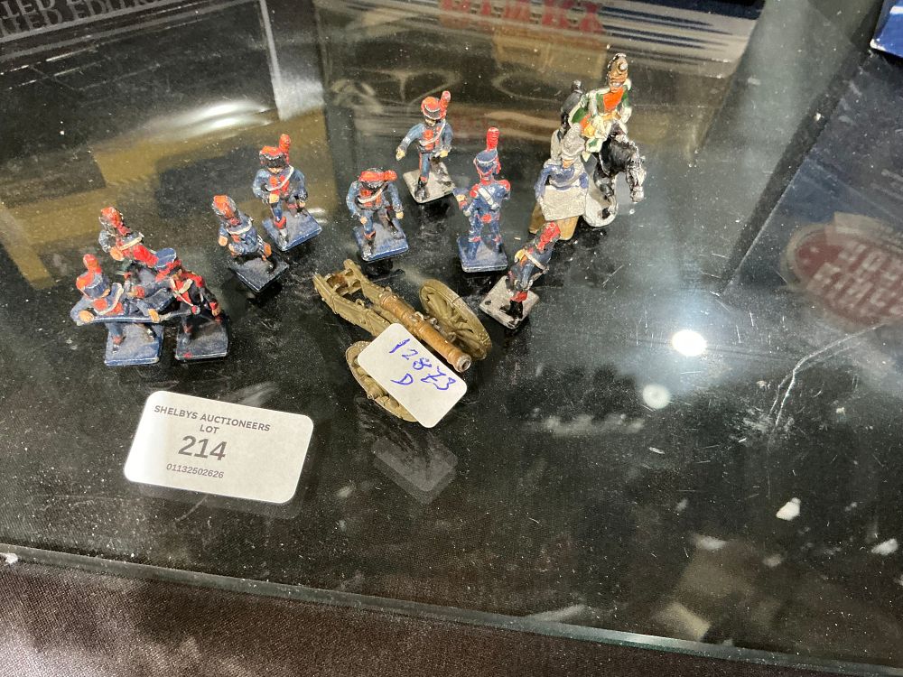 Lot 214: A Collection of Painted Metal Napoleonic-Era Military Figures and a Field Gun