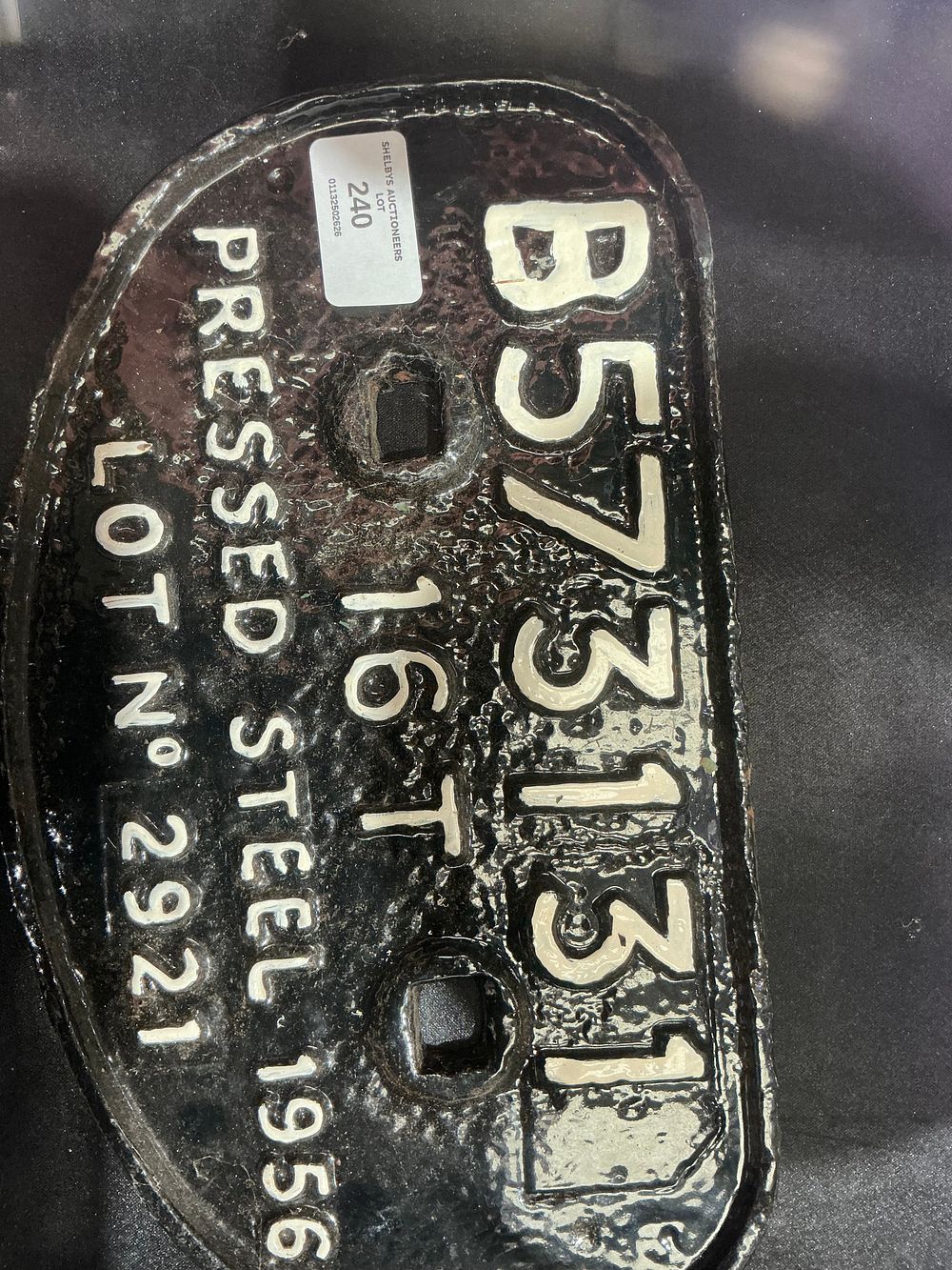 Lot 240: A Pressed Steel 16 Ton Cast Iron Railway Wagon Plate 1956