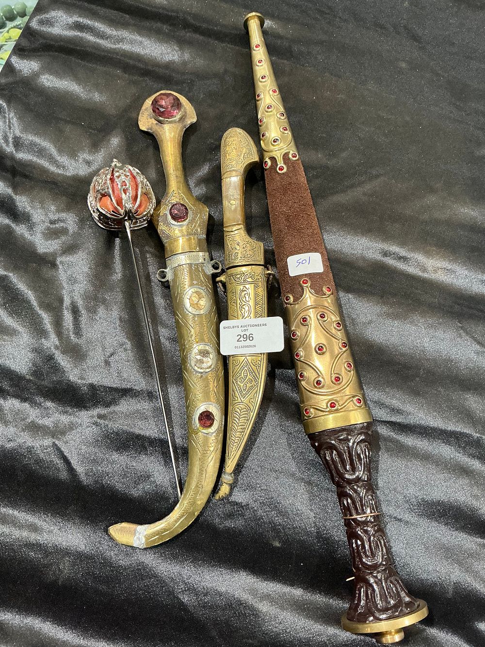 Lot 296: A Group of North African Style Decorative Daggers and an Ornamental Pin