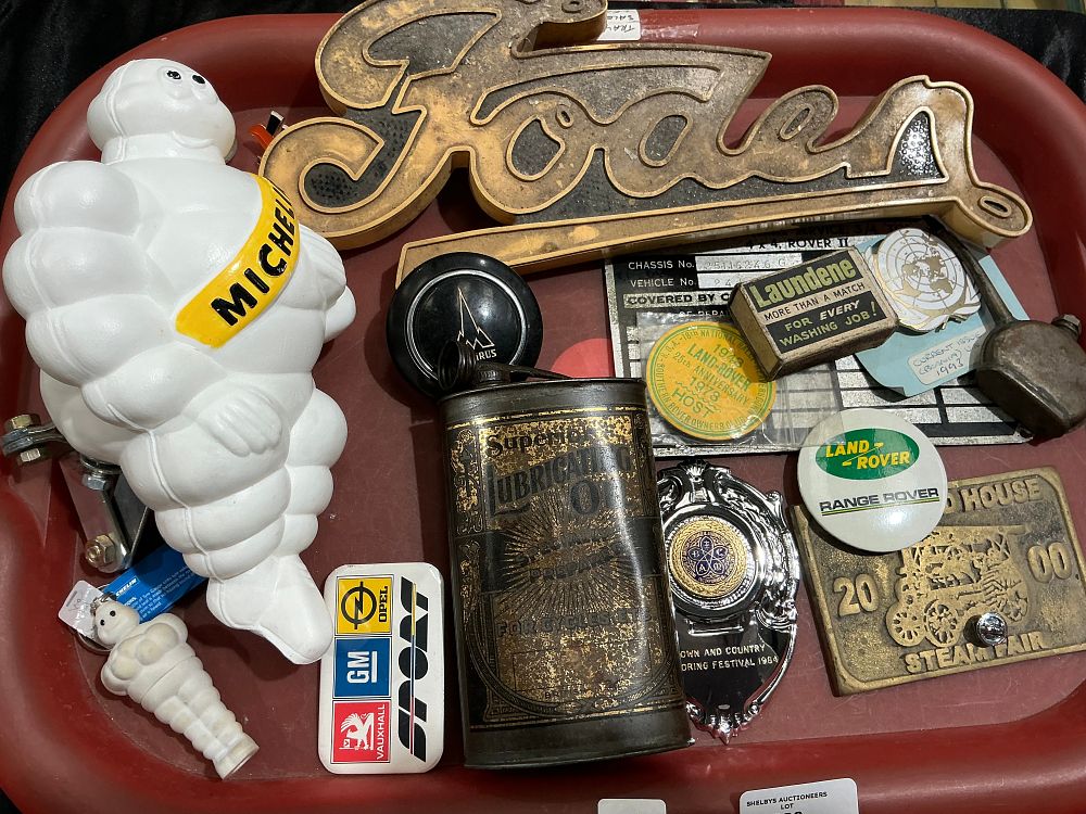 Lot 320: An Assortment of Vintage Automotive Memorabilia and Badges including Foden and Michelin Items