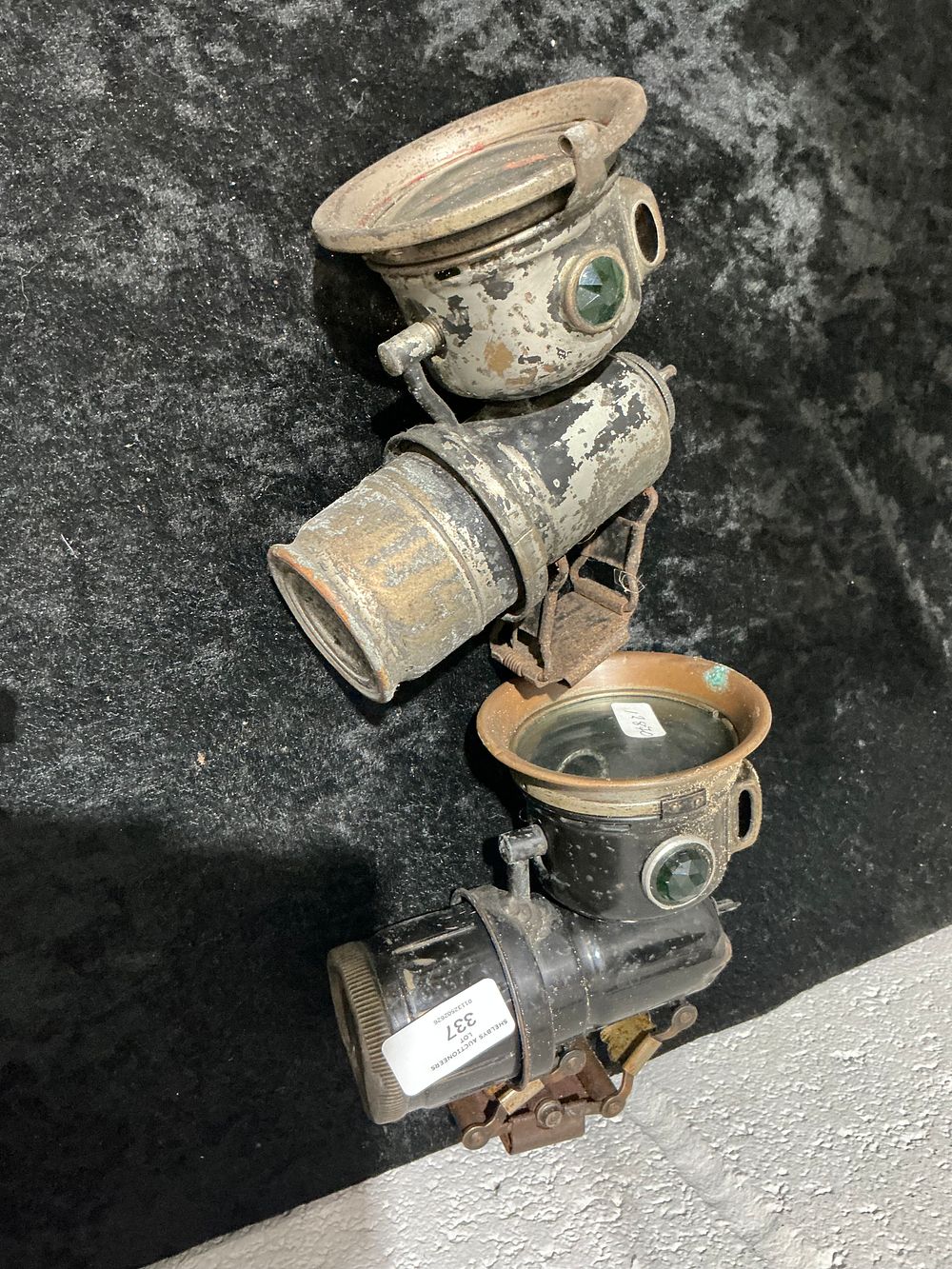 Lot 337: A Group of Antique Carbide Bicycle Lamps