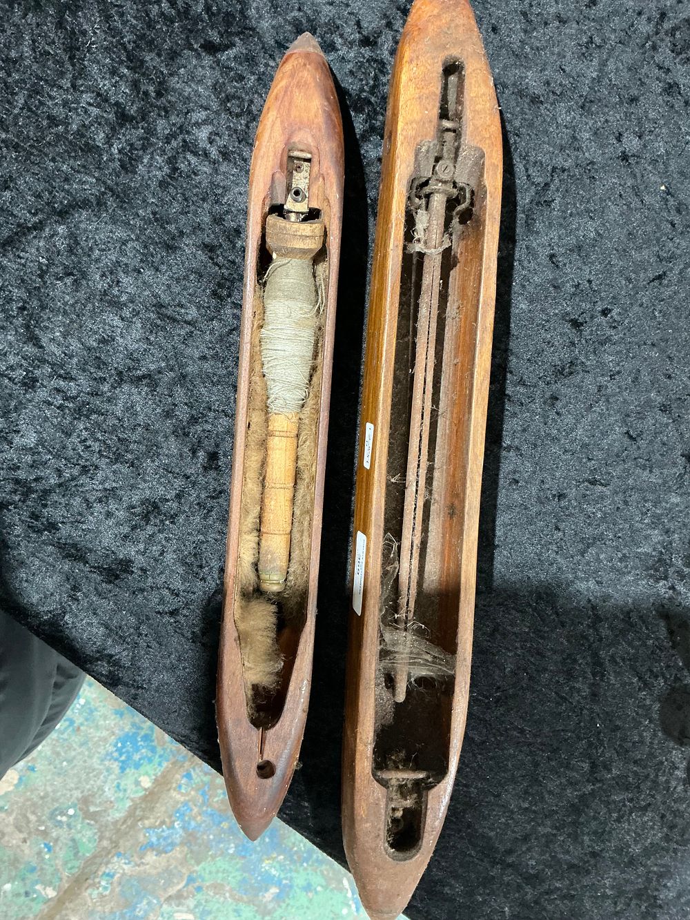 Lot 369: Two Vintage Industrial Wooden Weaving Shuttles