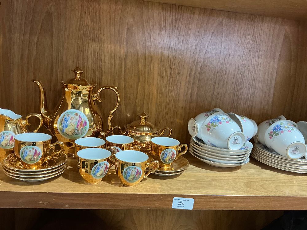 Lot 176: A Collection of Gilt and Floral Decorated Porcelain Tea and Coffee Wares