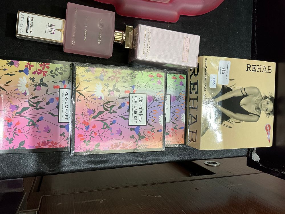 Lot 283: An Assortment of Fragrance Products including Sarah Jessica Parker, Mugler, and Victoria Key
