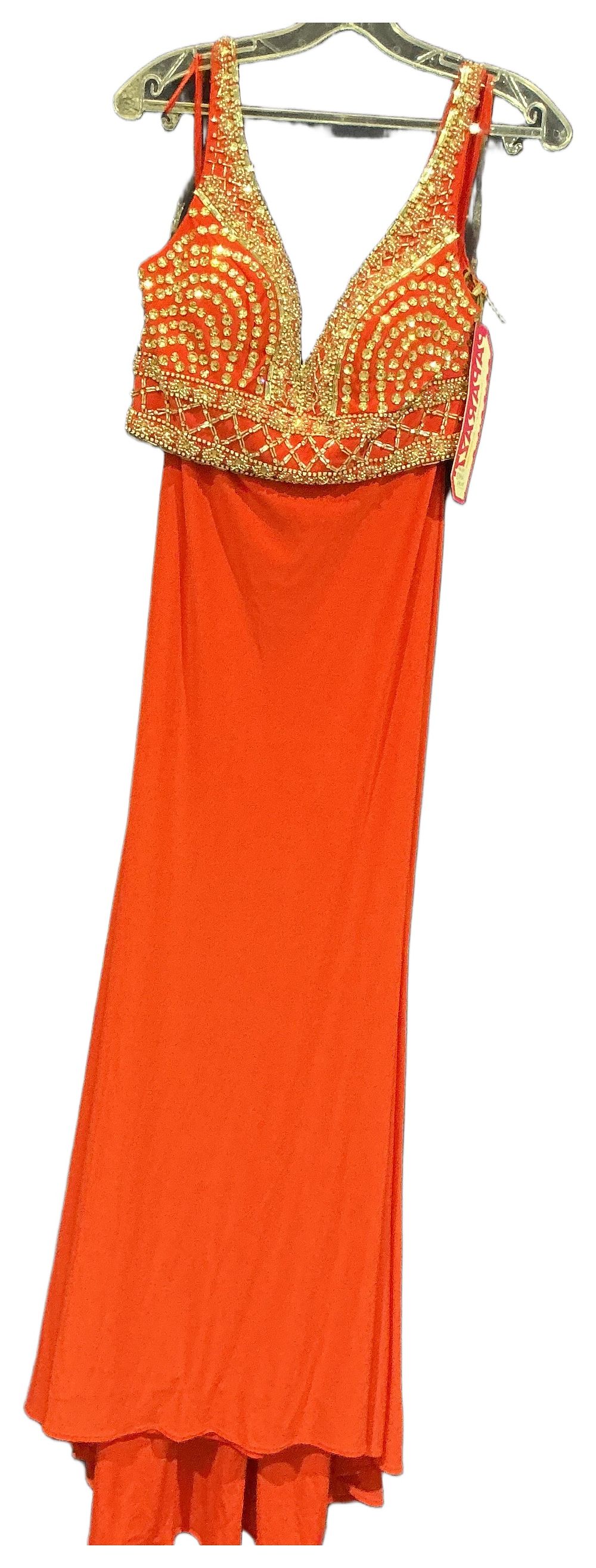 Lot 16: Papparatzi Two Piece Embellished Evening Gown in Orange Size 10