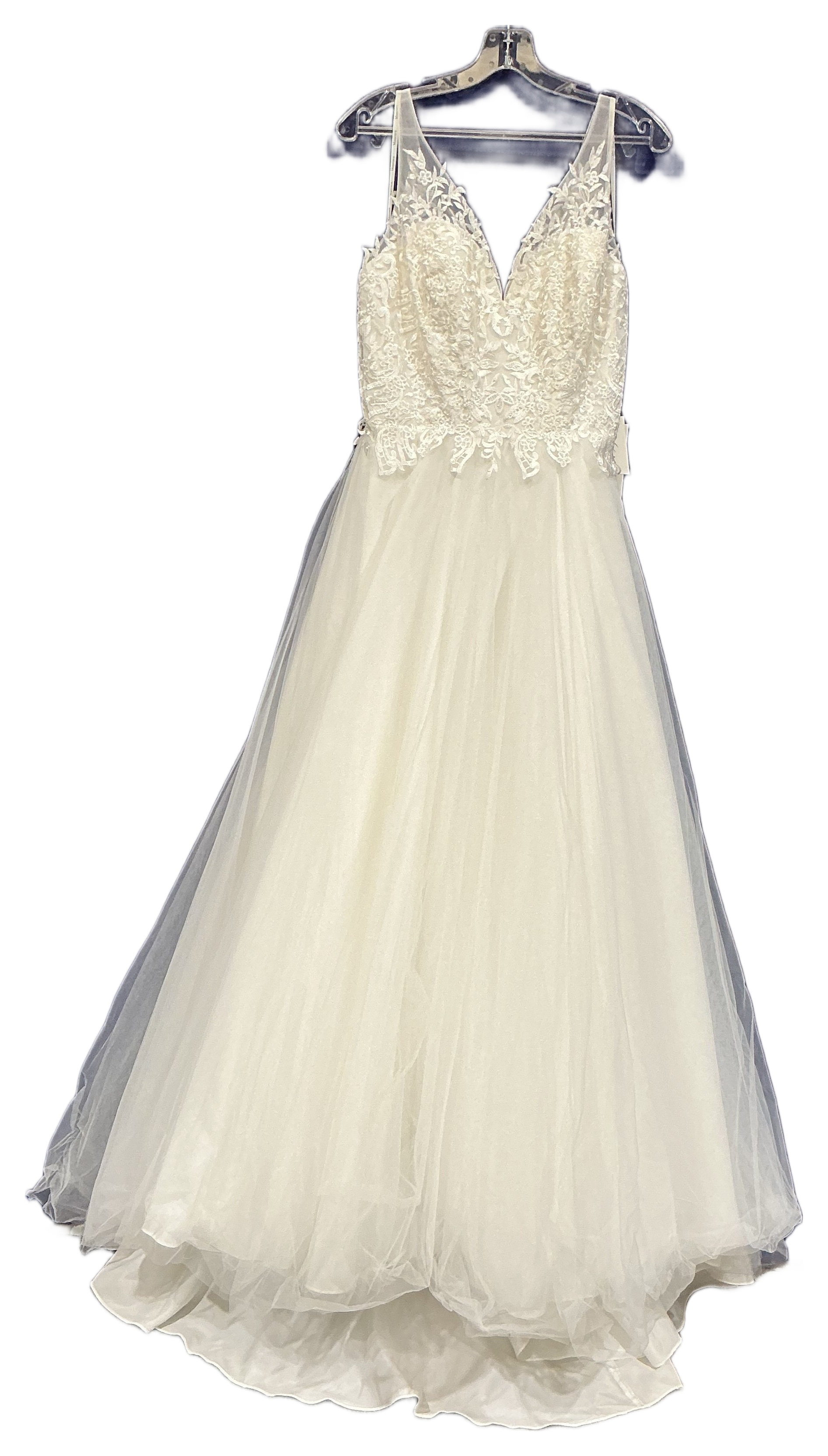 New Not Worn – Mascara Sleeveless Ivory Lace and Tulle A-Line Wedding Dress Size 14