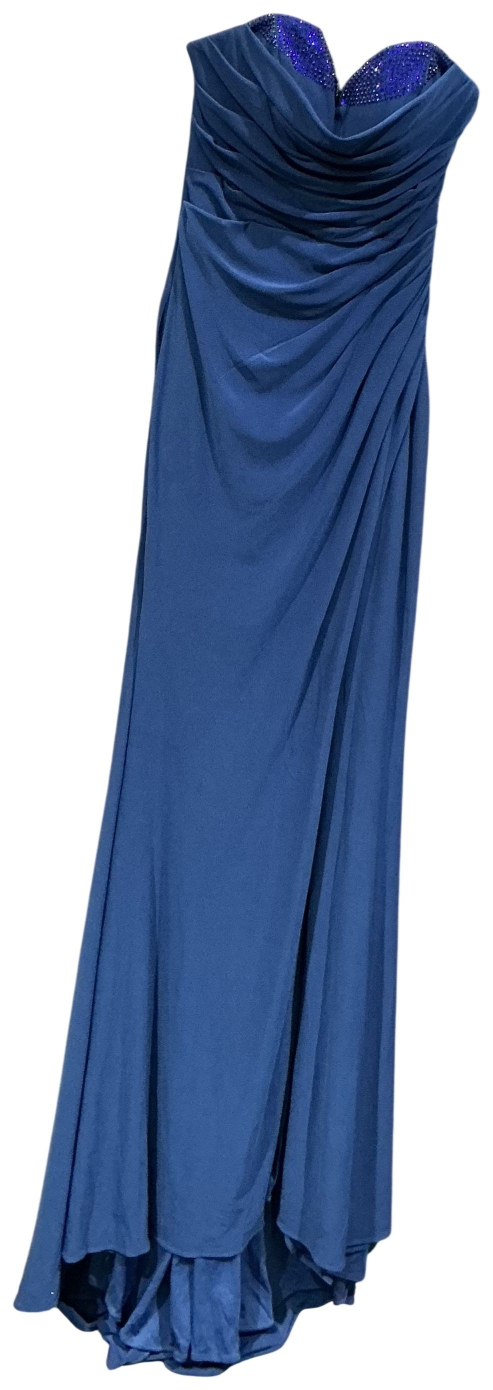 Lot 27: Mascara Pour La Femme Royal Blue Strapless Beaded Evening Gown size 8