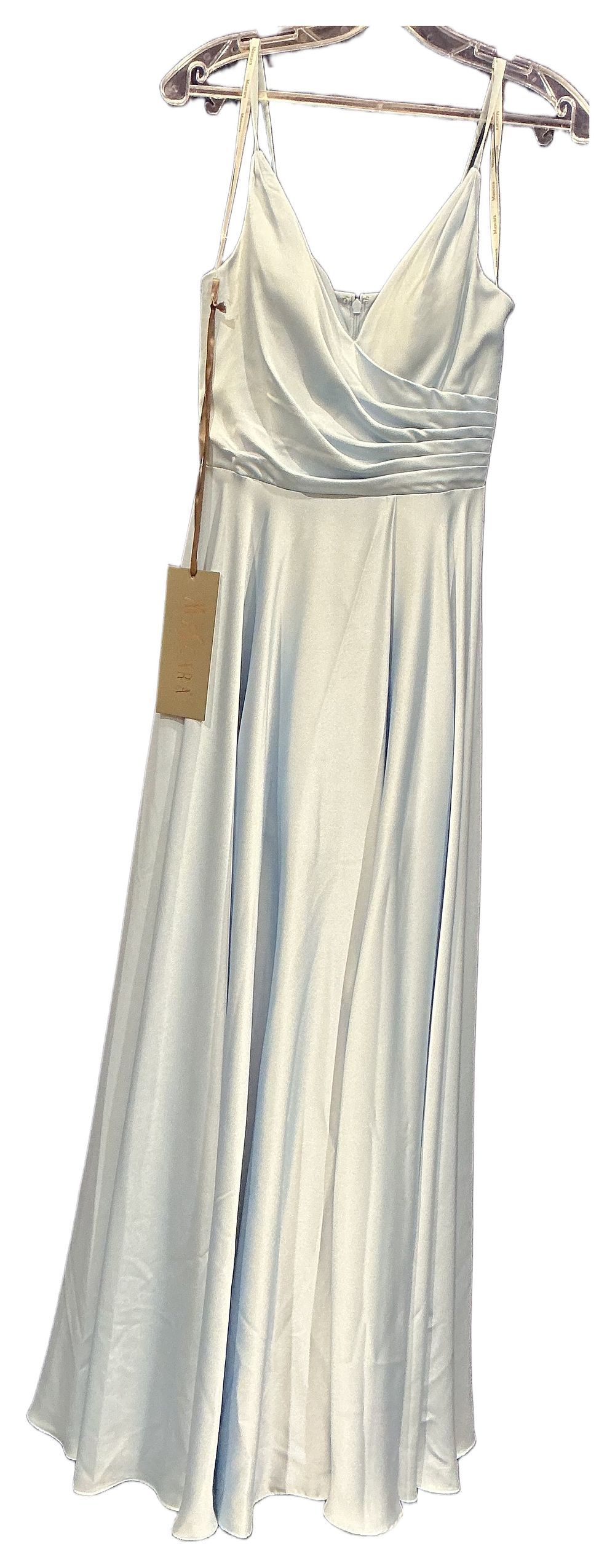 Lot 29: Mascara Pale Blue Satin Floor Length Evening Gown