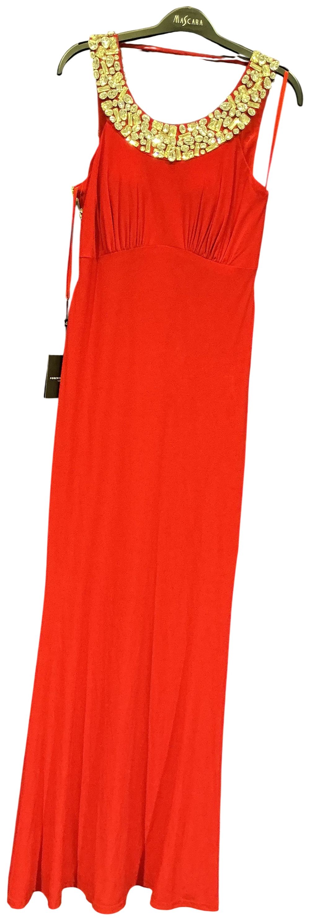 Lot 30: Forever Unique London Red Embellished Maxi Dress size 8
