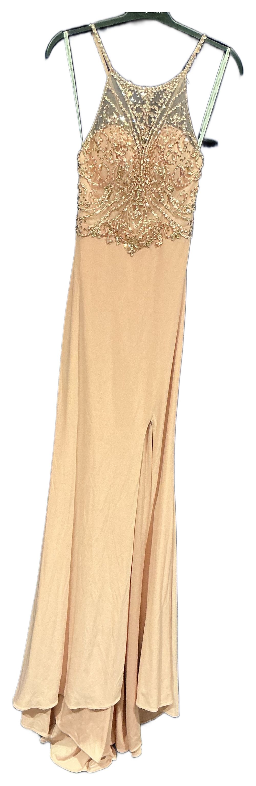 Lot 34: Mascara Floor-Length Embellished Evening Gown in Peach size 10