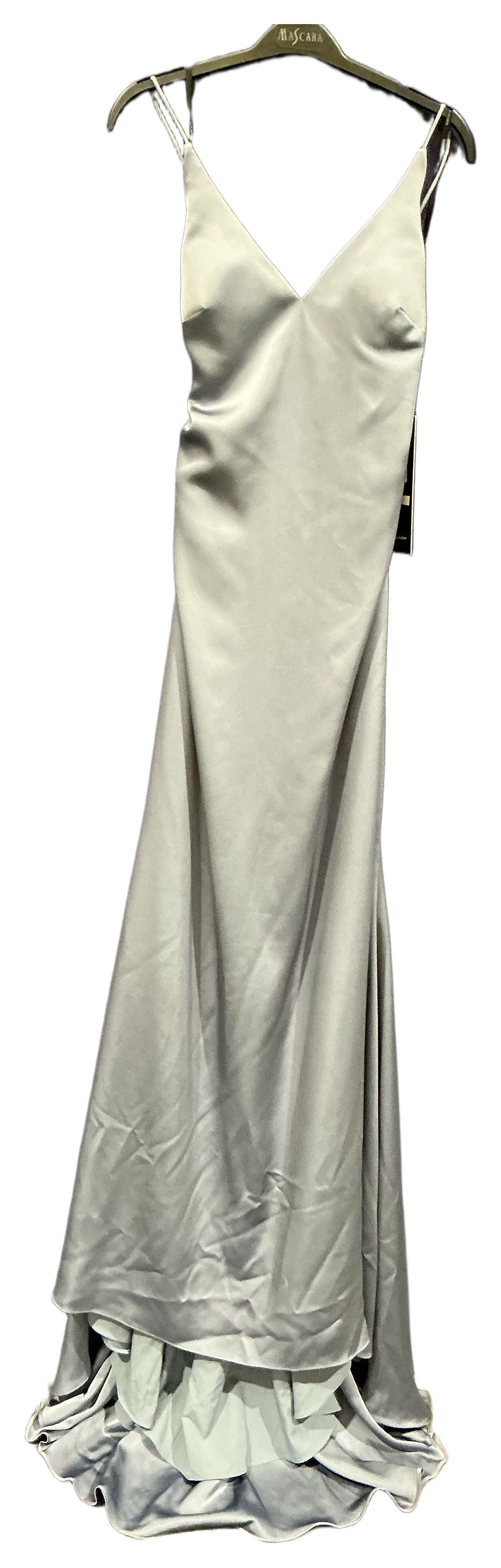 Lot 44: Mascara Evening Gown in Slate Blue Satin size 12